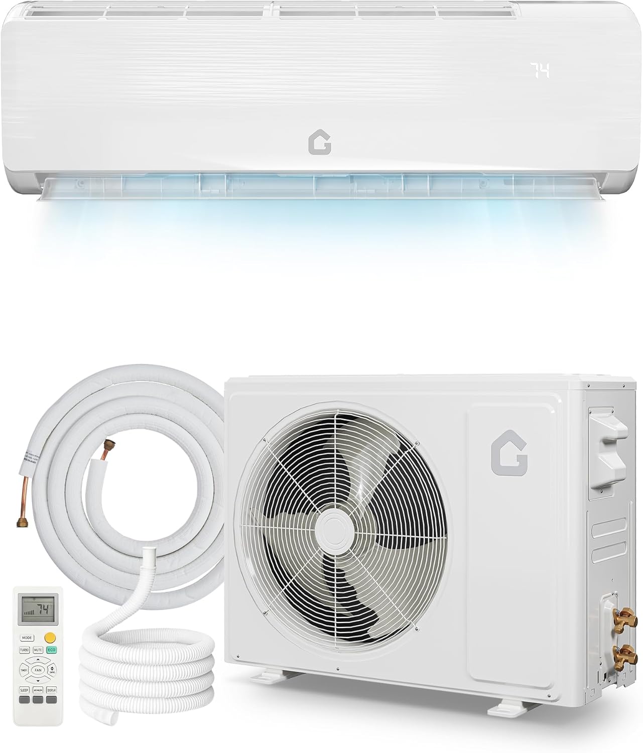 12000 BTU Mini Split Air Conditioner,19 SEER2 Ductless Inverter AC w/ 115V, Cool Up to 750 Sq. Ft with Heat Pump System,White
