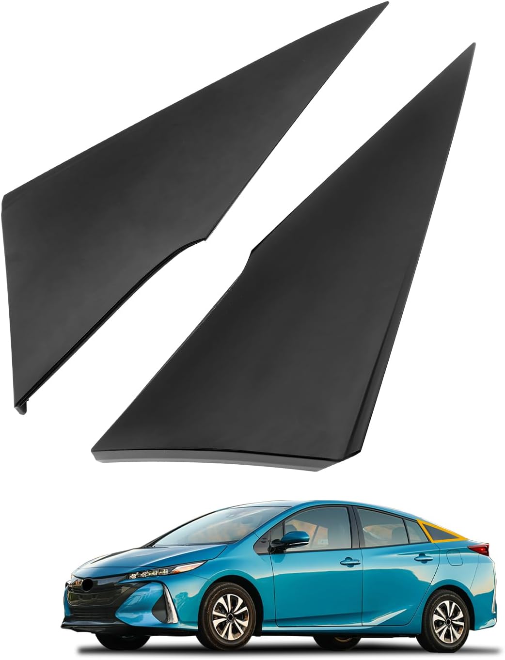 Rear Quarter Moldings (Pair), Compatible with 2016-2022 Toyota Prius, Left Driver & Right Passenger Side, Rear Quarter Panel, Window Louver Cover, Side Window Louvers, Replace#62505-47012, 62506-47012