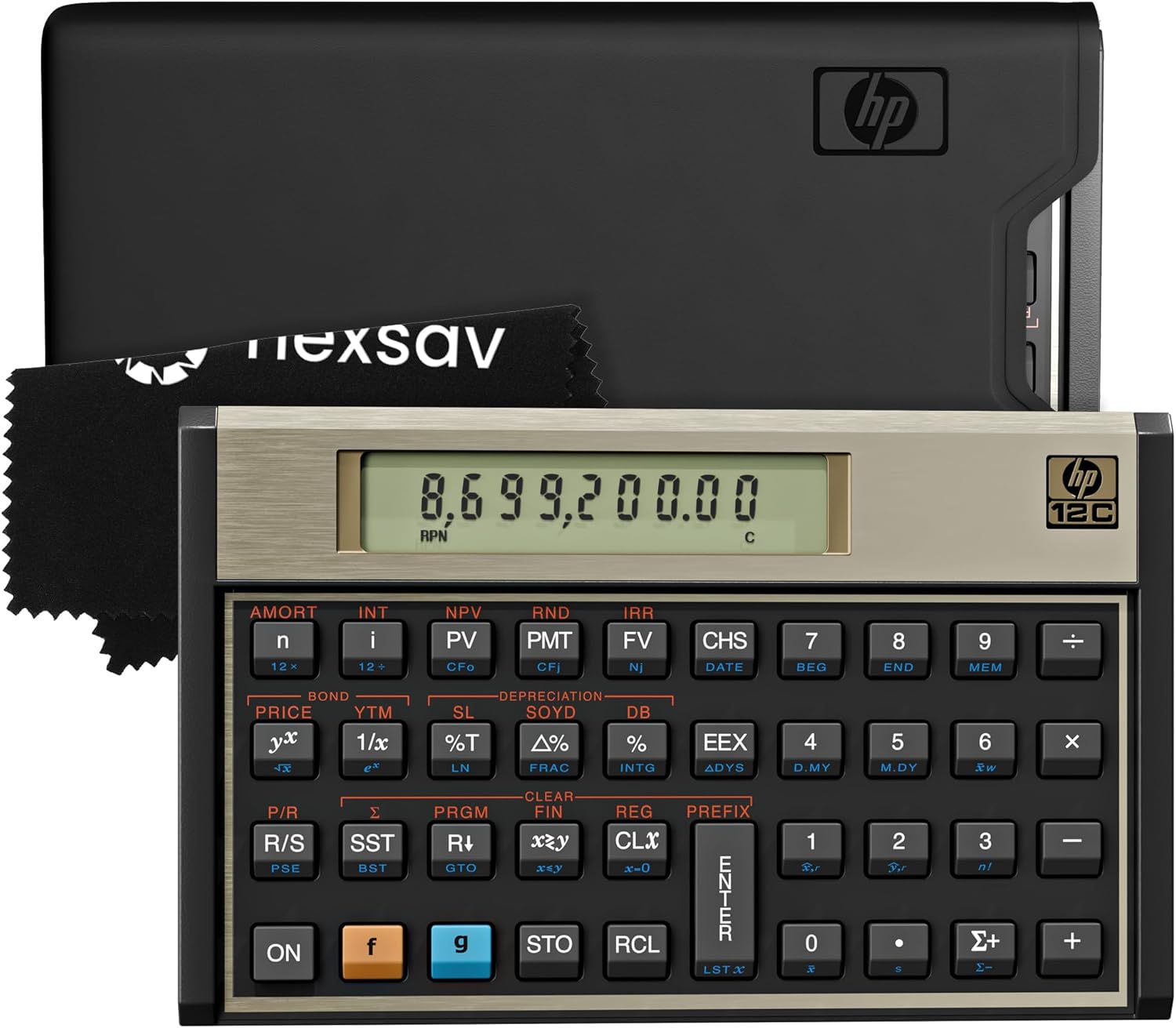 HP 12C Financial Calculator – 120+ Functions: TVM, NPV, IRR, Amortization, Bond Calculations, Programmable Keys – RPN Desktop Calculator for Finance, Accounting & Real Estate – Includes Case + Cloth