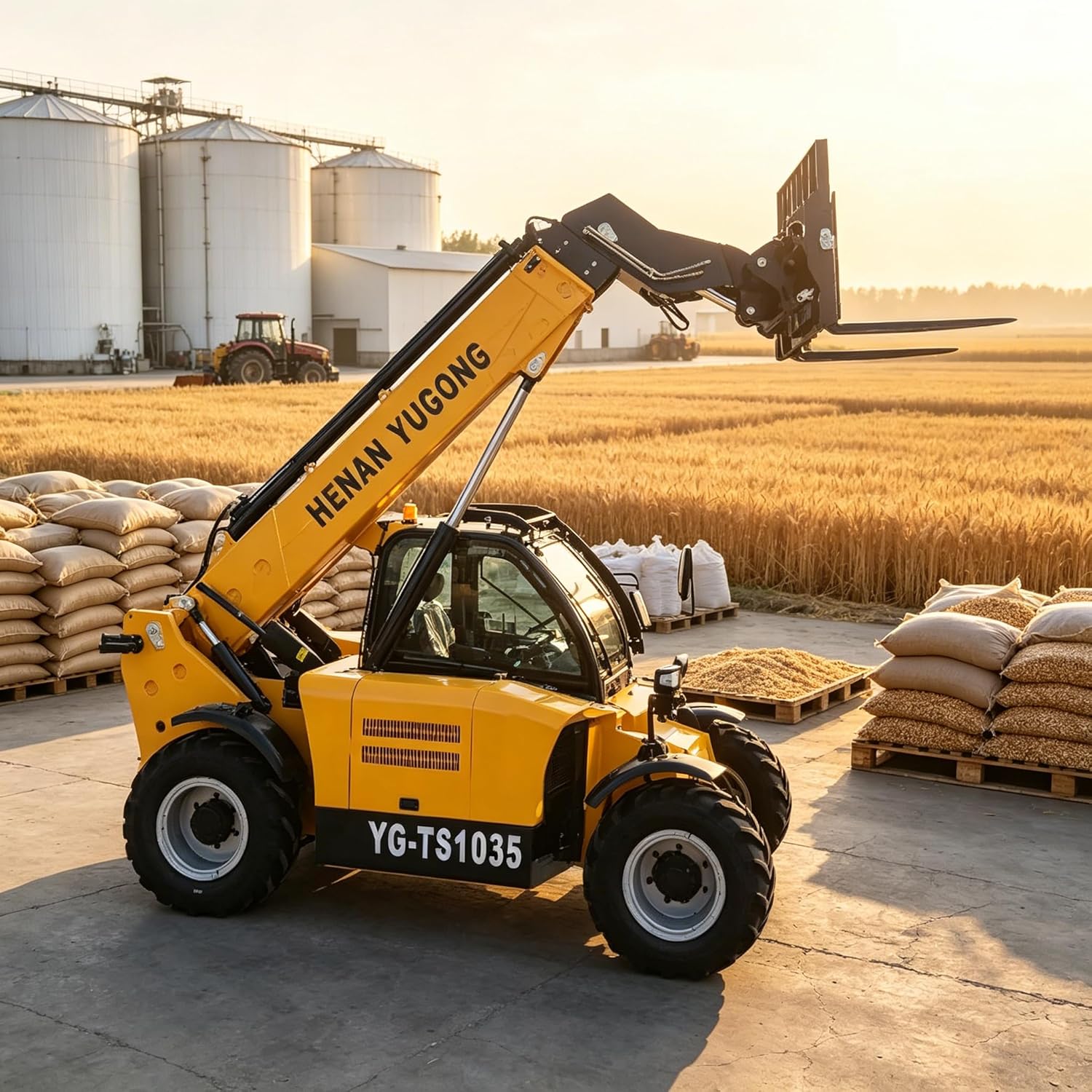 Telehandler, 4WD Heavy Duty Telescopic Forklift,Industrial Grade Off-Road Forklift,Reinforced-Chassis telescopic boom forklift construction equipment for Construction Warehouse Farm Mining Landscaping