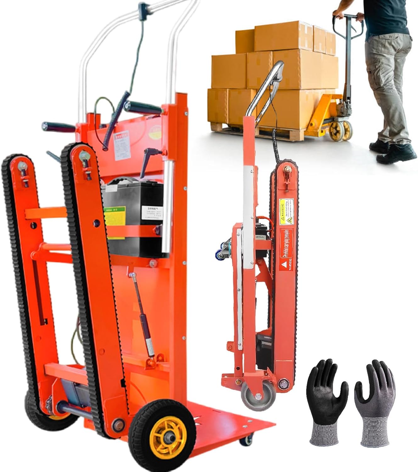 600w/800w/1200w Electric Stair Climbing Dolly - W/37.4" Reinforced Rubber Tracks, 0.59in Steel Frame & Silent Brushless Motor - for Appliances & Industrial Equipment load-bearing440lb