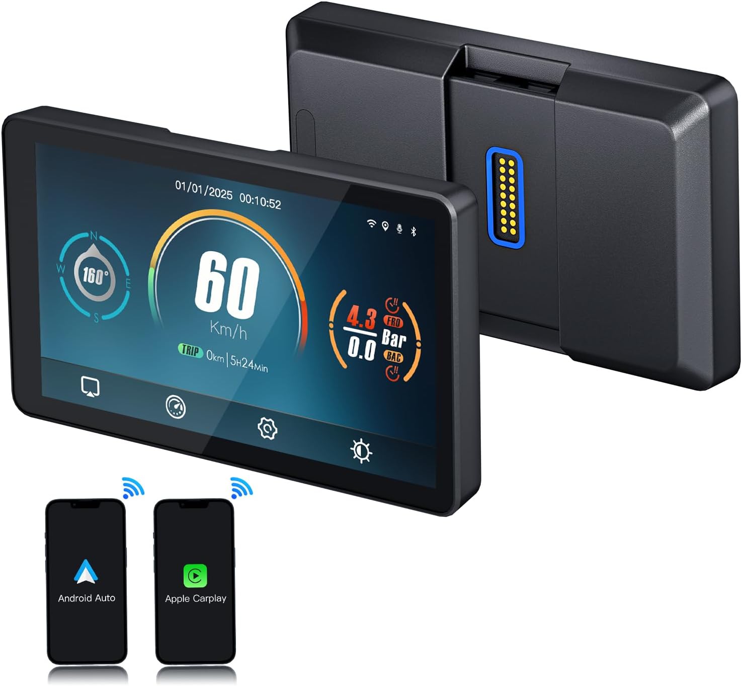 CARABC DB601 for BMW Motorcycles Touchscreen,Plug & Play Smart Display,Support CarPlay/Android Auto,IP68 Waterproof,60Fps,Built-in GPS,Data Reading