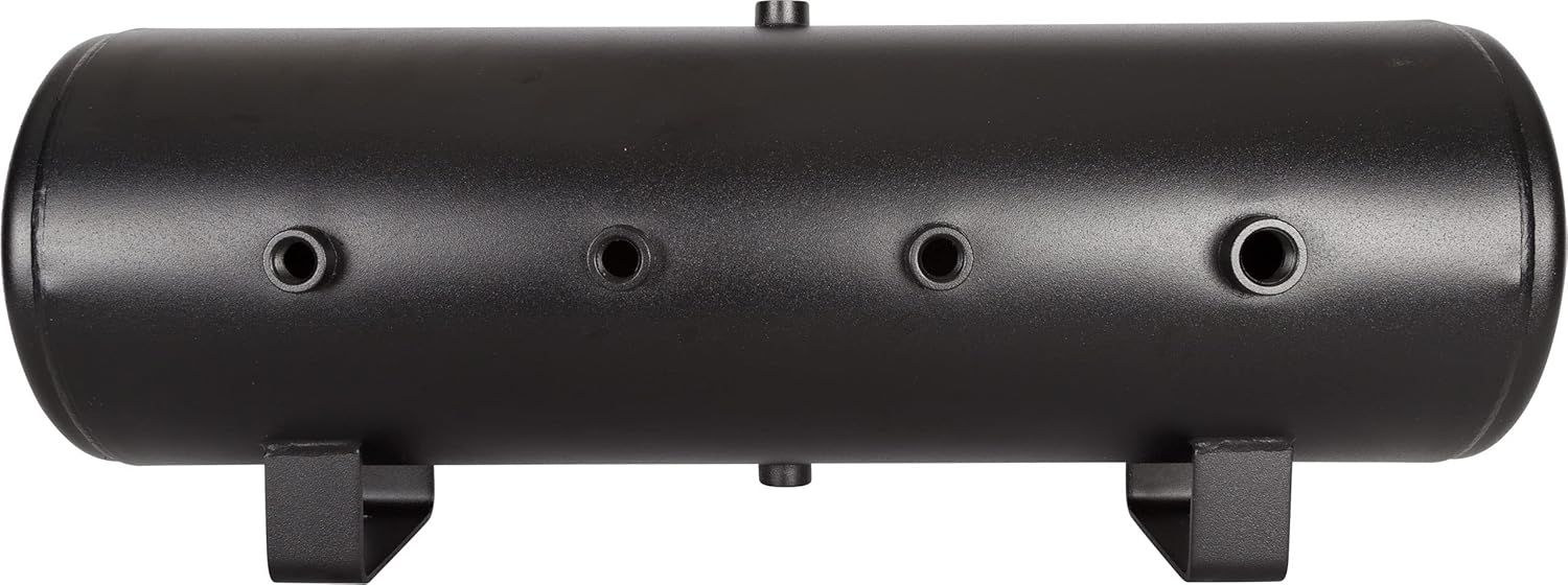 HornBlasters USA Made 8-Gallon (30 Liters) 8 Port Steel Air Tank - Black Powdercoat Finish - (Seven 1/2" Ports & One 3/4" Port)