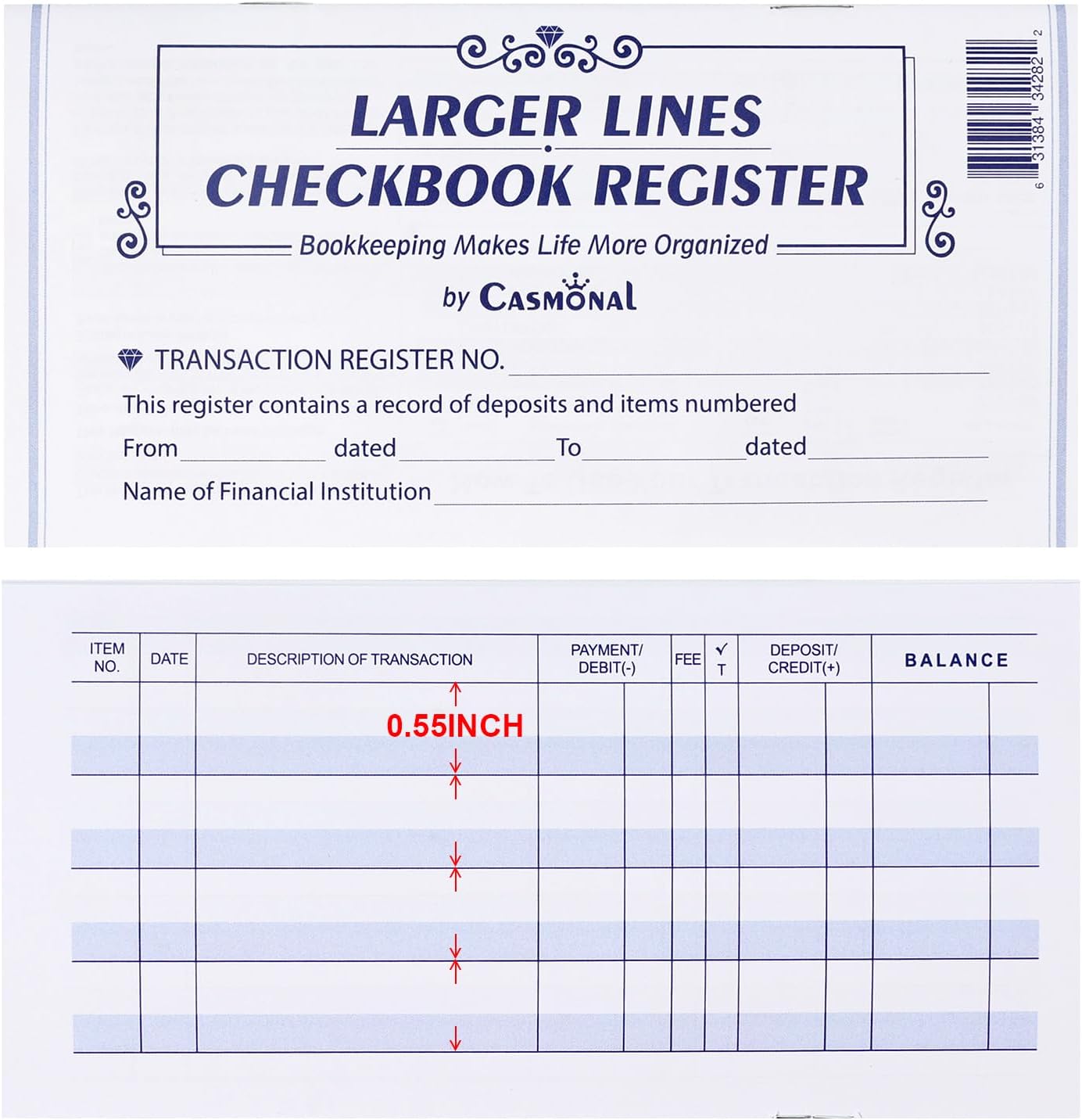 Larger Lines 20 Pack Checkbook Register, Check Registers for Personal Use, Blank Ledger Transaction Registers for Personal or Business Banking, Check Register Book Easy to Read, 24/25/26 Calendars