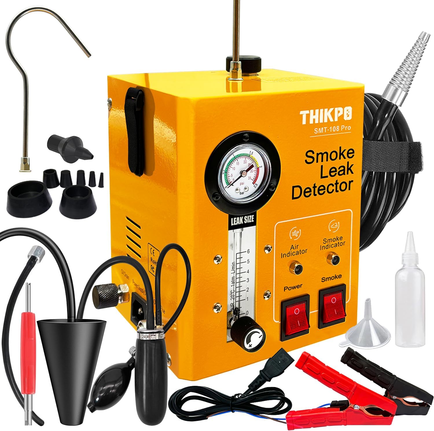THIKPO Smoke Machine Automotive with Built-in Air Compressor, Professional Smoke Leak Detector for Car, Diagnostic Leak Tester Tools for EVAP, Vacuum, Fuel and More Leak Testing