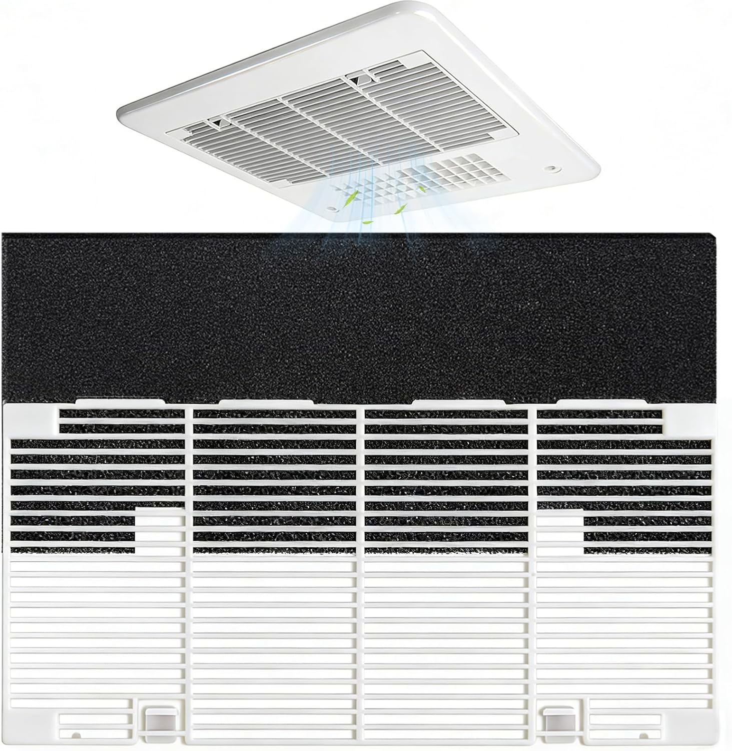Dianrui RV A/C Vent Cover for Dometic AC Cover Replacement, 14.1" x 7.7" Duo-Therm RV Air Conditioner Grille Replacement with RV A/C Filter, RV Air Conditioners Parts for Dometic 3104928.019