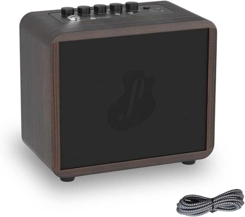 15W Mini Guitar Amp, Portable Acoustic/Electric Guitar Amplifier Rechargeable, Wireless Guitar Practice Amp with Reverb, Chorus & Delay, Supports OTG, AUX, REC, Bass and Treble Control