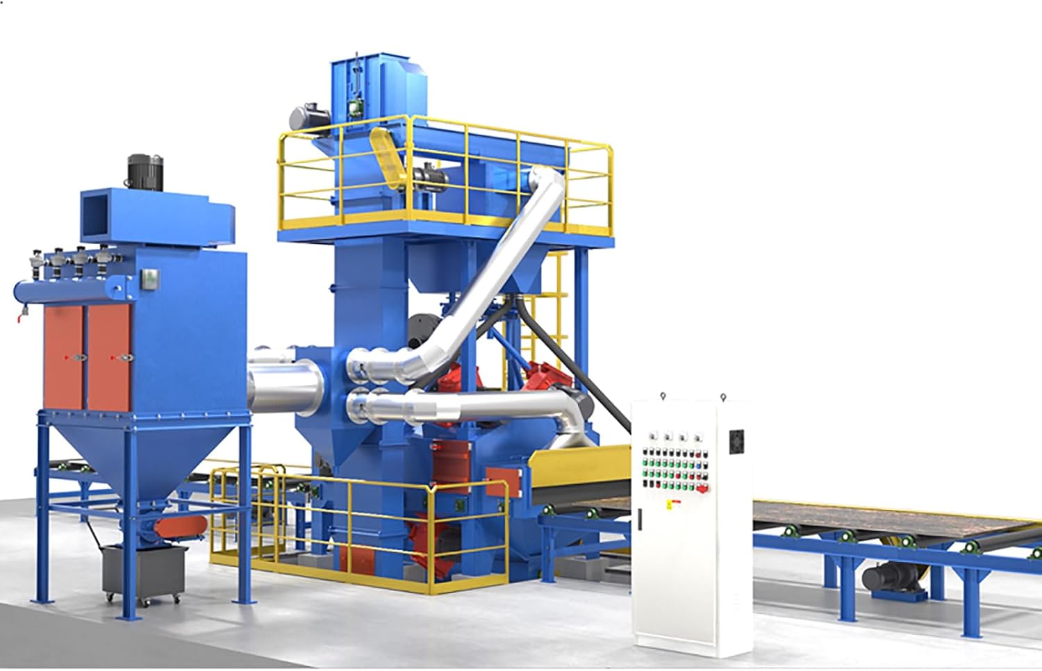 Metal Container Shot Blasting Equipment, Roller Conveyor for Industrial Tank Pretreatment, Ideal for Pressure Vessel Manufacturing Facilities