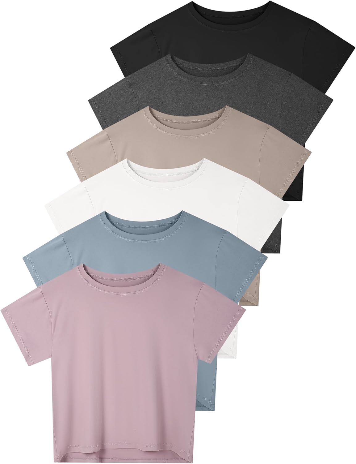 Dalavch 4/6 Pack Women's Crop Top Short Sleeve Athletic Workout Yoga Running Gym Casual Tees T-Shirts Loose Fit