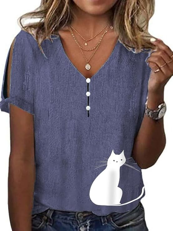Boho Women Tops Floral Printed Blouses Casual Flowy Cold Shoulder Pleated Shirt Loose V Neck Ladies Tunic Tops