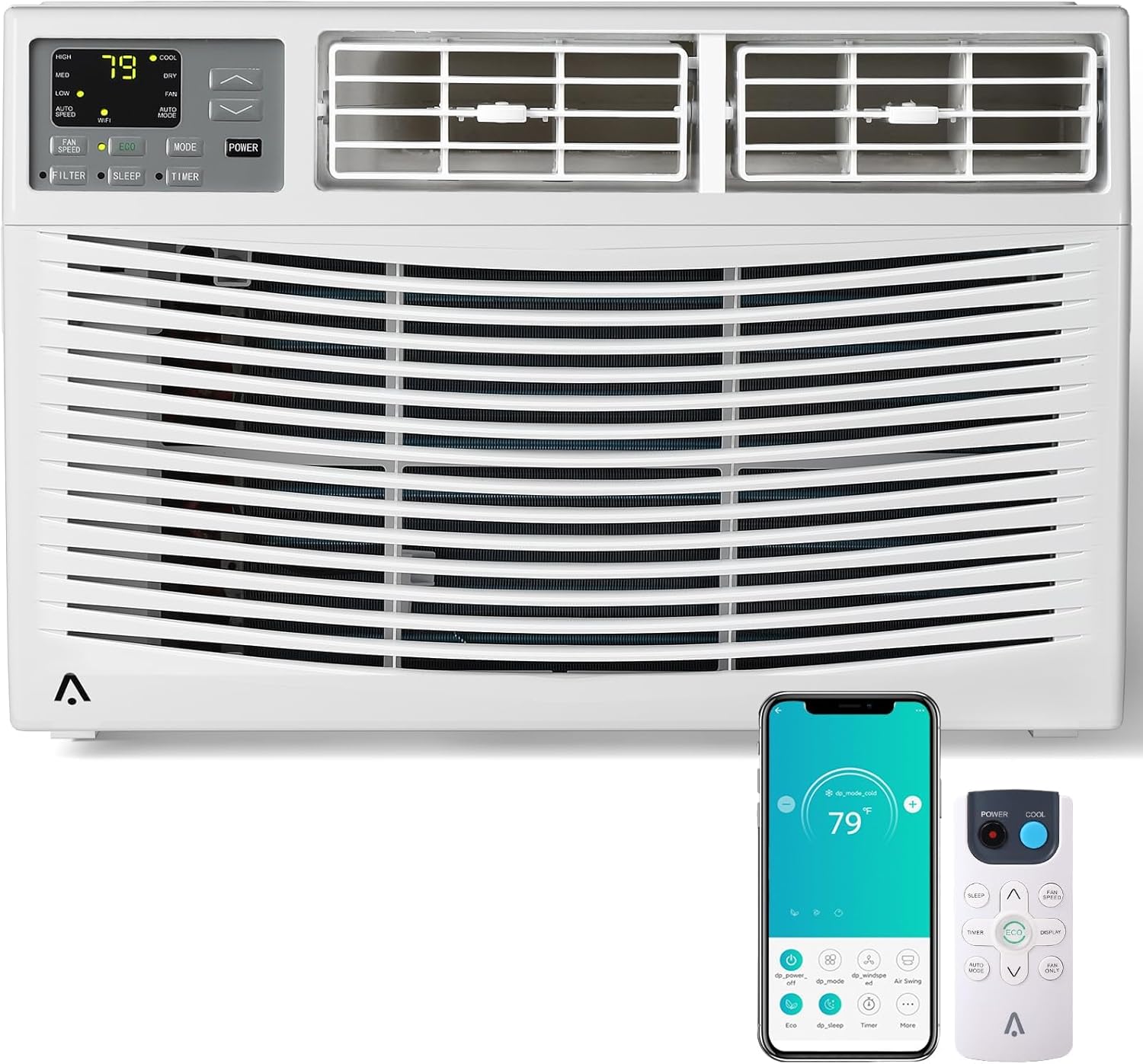 12000 BTU Window AC Unit - 115V Wi-Fi Enabled Air Conditioner for 550 Sq.Ft Rooms Fast Cooling Window Mounted with Remote Perfect for Apartments, Living Room Office