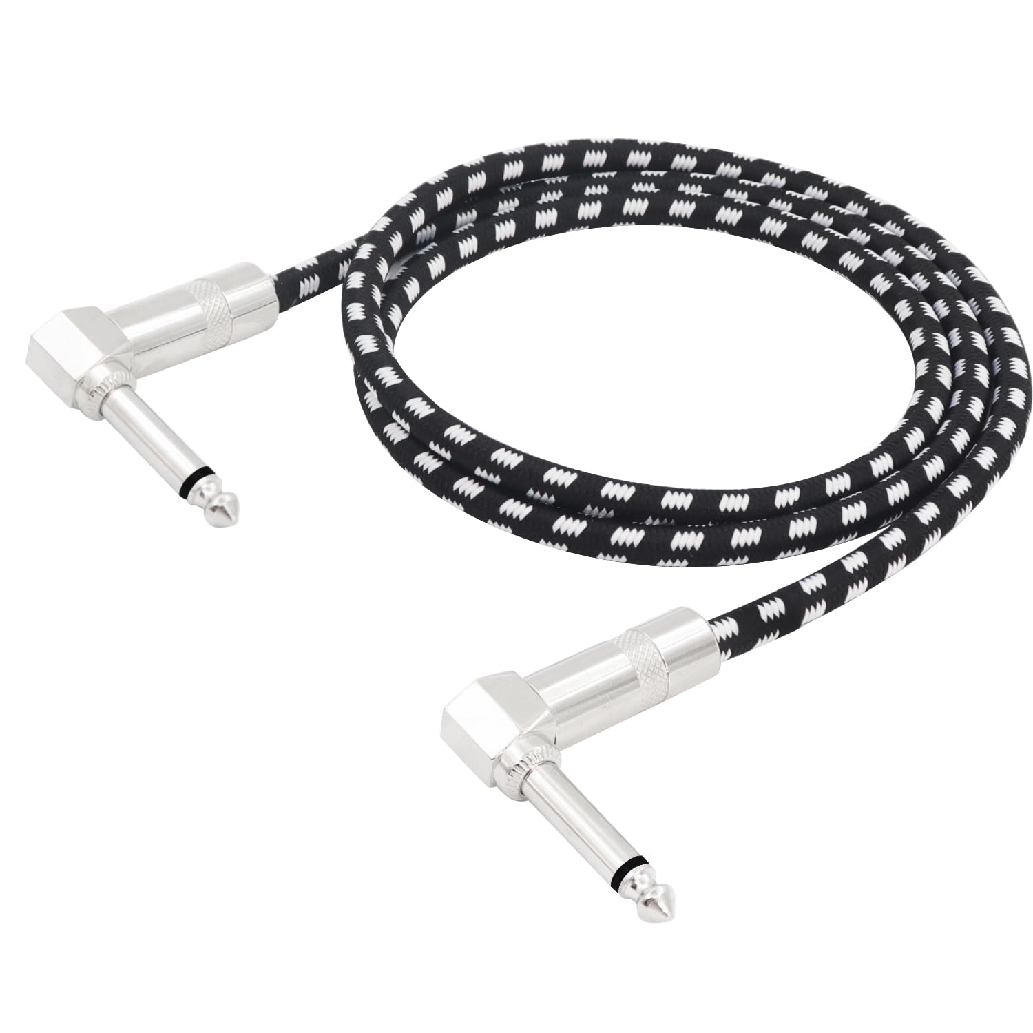 Right Angle 1/4 Inch Instrument Cable Short TS Guitar Cable Electric Guitar Amp Cord 6.35mm Stereo Audio Cable for Guitar Bass Keyboard and Pro Audio (3.3FT)