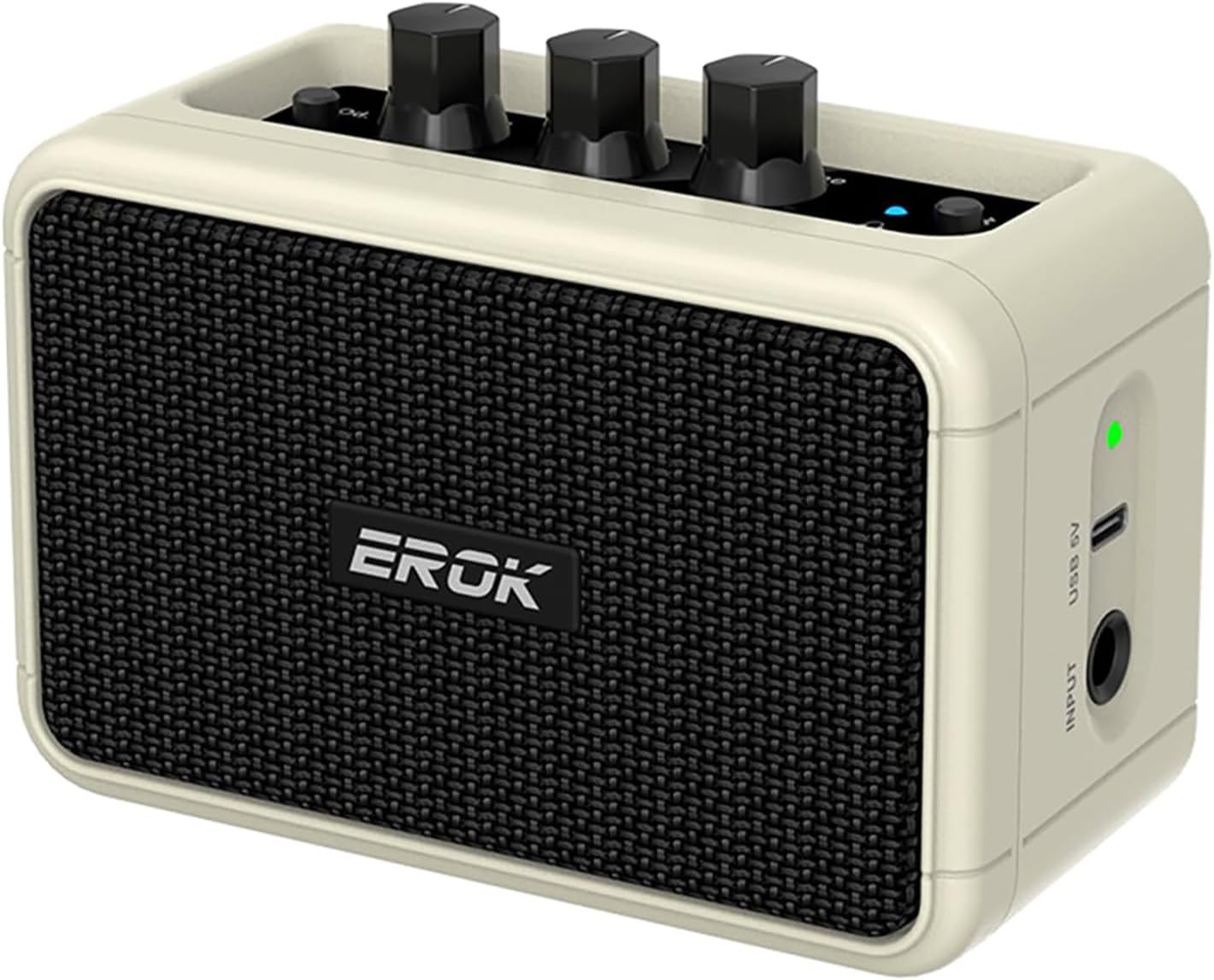 EROK AG-04 Mini Electric Guitar Amp, 5W Guitar Practice Amplifier with Clean and Overdrive Effects, Bluetooth, Headphone Jack, Portable Practice Amp for Indoor Use (Beige)