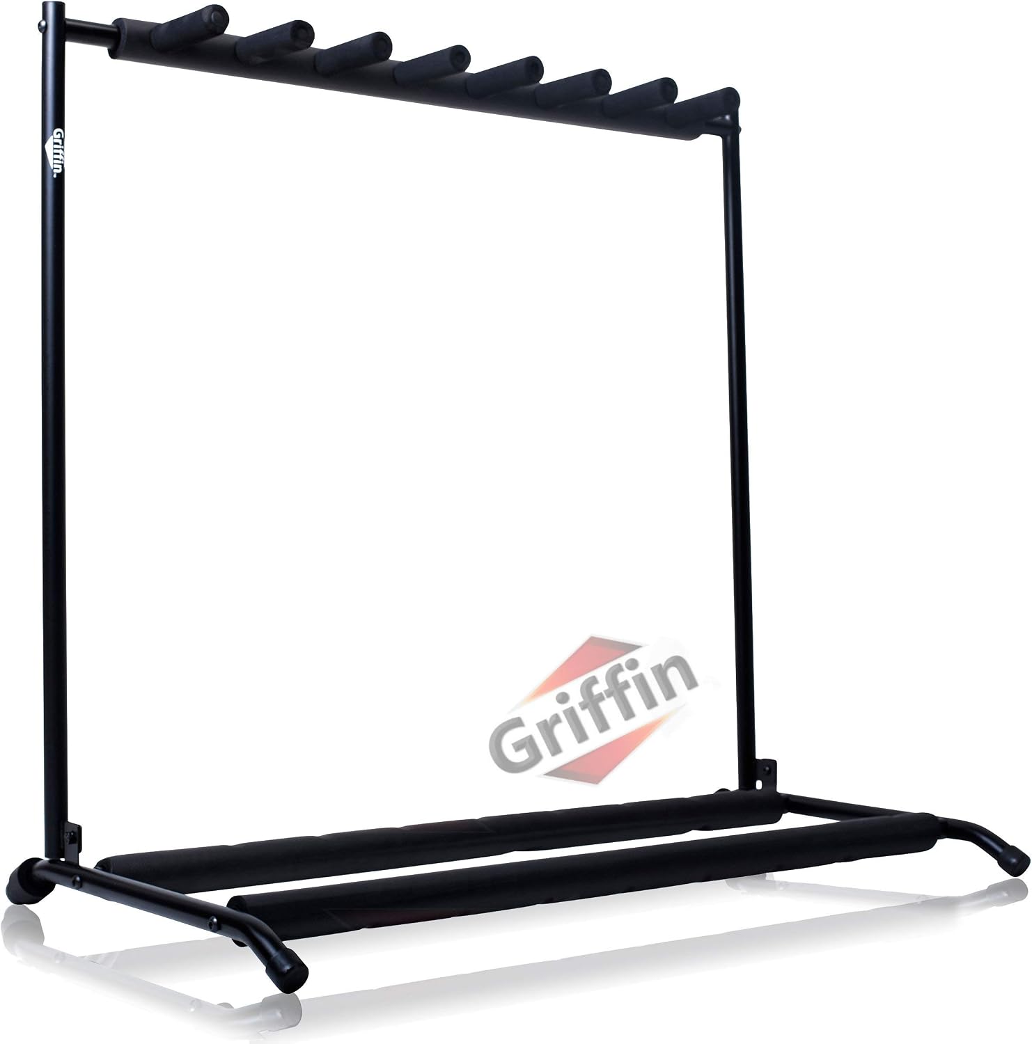 Griffin 7-Guitar Stand Rack (Stage-NestPRO Series) – Floor Guitar Holder with Neck Support for Electric, Acoustic & Bass – Ideal for Studio Setup