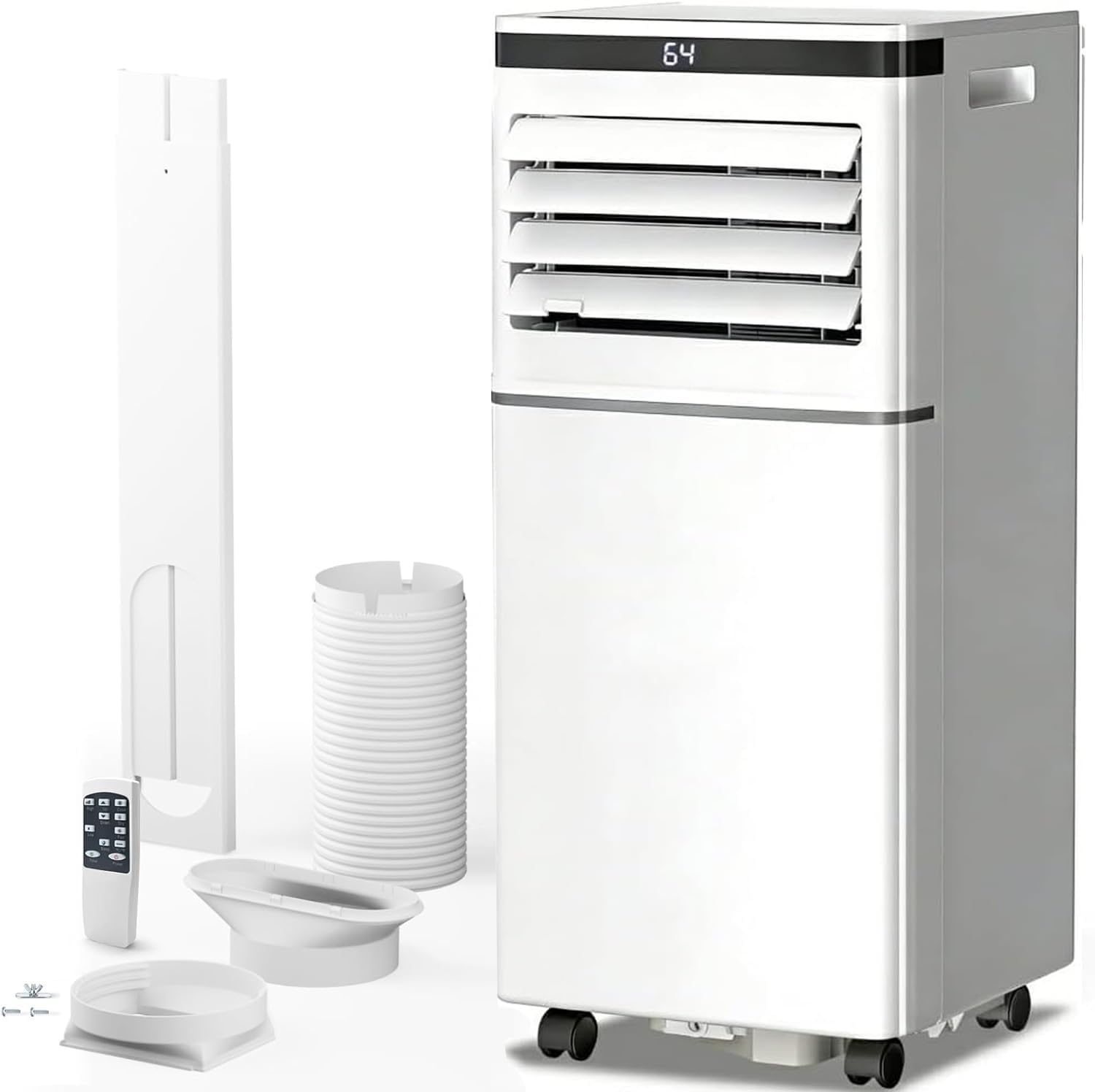 Portable Air Conditioner, 8000 BTU, Cools Up to 350 Sq Ft, Remote Control, 2 Fan Speeds, 24 Hour Timer, Quiet Operation & Fan Mode, Portable AC for Bedroom, Office, Home & Dorm
