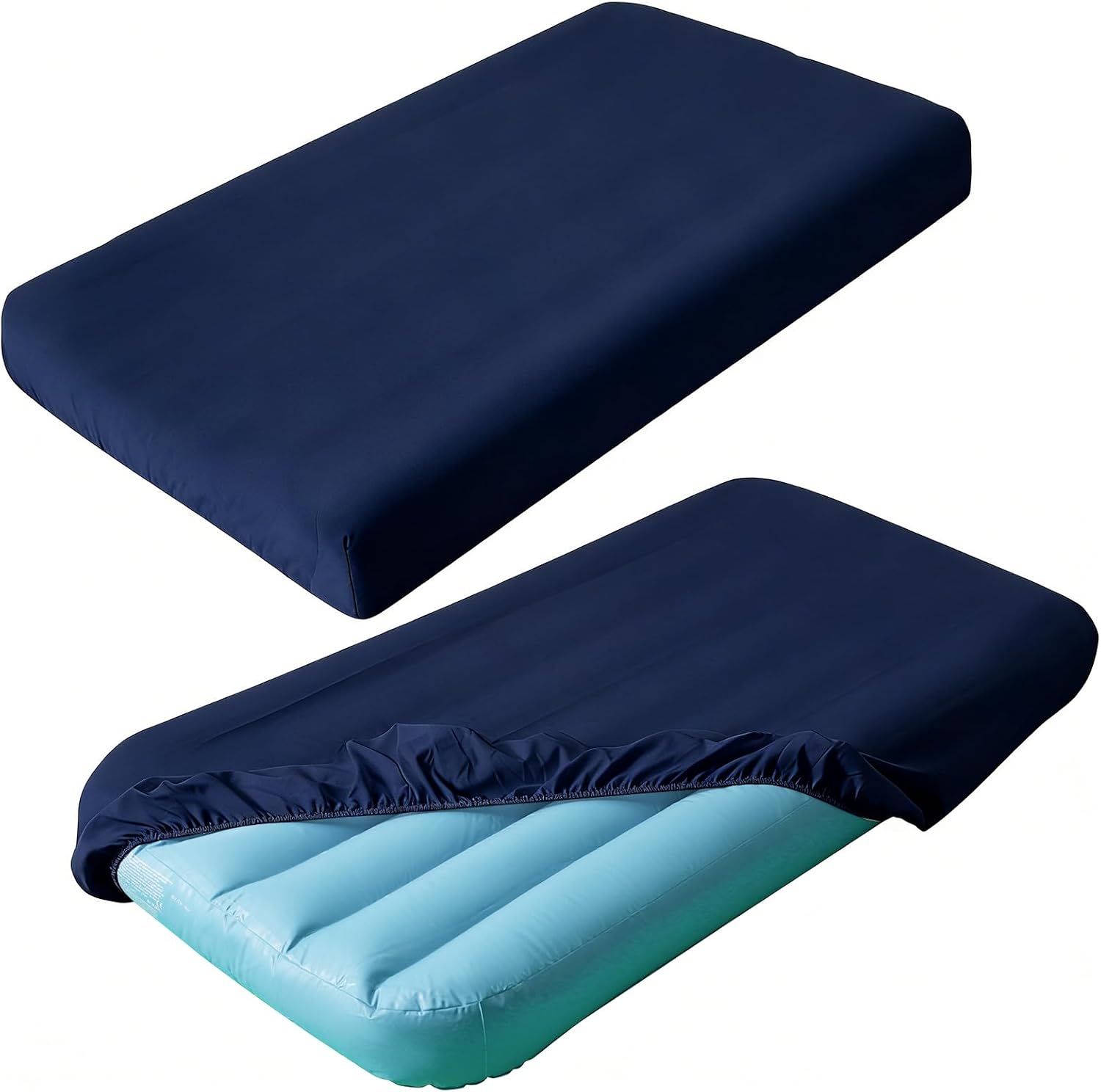 2 Pack Kids Air Mattress Sheets 62" x 34.5" x 7" Compatible with Intex Cozy Kids(Fitted Sheet Only), Toddler Inflatable Mattress Sheets for Kids Sleepover Party Travel Camping Airbed, Navy