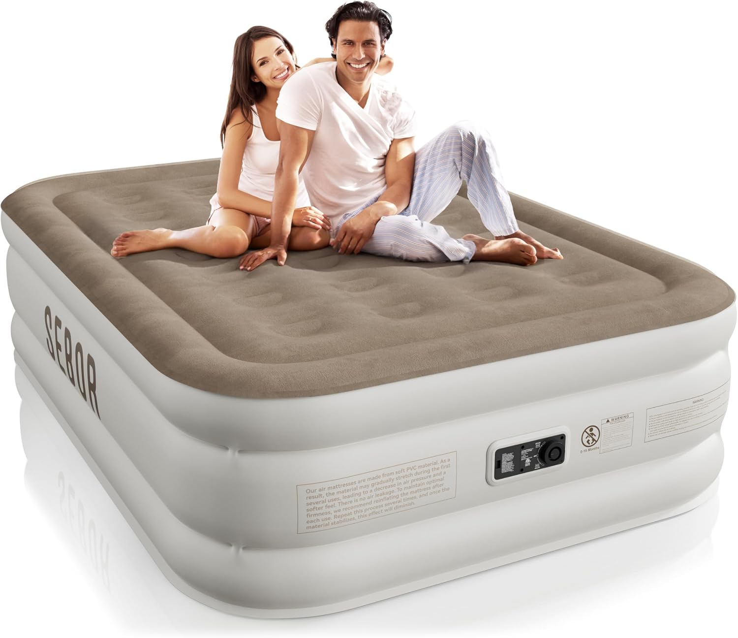 Air Mattress Full with Built-in Pump 18", Comfortable Self-Inflating Air Mattress with High-Speed Pump, Durable Blow Up Mattress Full with Storage Bag for Guests, Camping, Travel