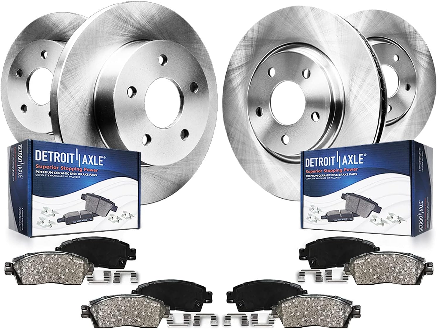 Detroit Axle - Brake Kit for 11-20 Toyota Sienna, 14-19 Highlander, 10-15 Lexus RX350 RX450h Disc Brake Rotors and Ceramic Brakes Pads Front and Rear Replacement : 12.91 in Front/12.17 in Rear Rotor