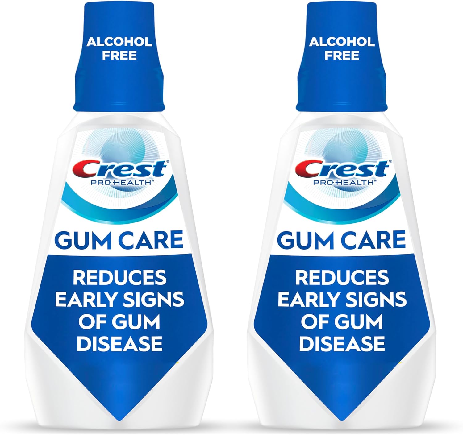Crest Pro-Health Gum Care Mouthwash, Antibacterial, 1L, 2 Pack, Anti gingivitis, Alcohol Free Mouth Rinse, Bad Breath Treatment, Fluoride Rinse for Adults, Plaque Remover, Cool Wintergreen