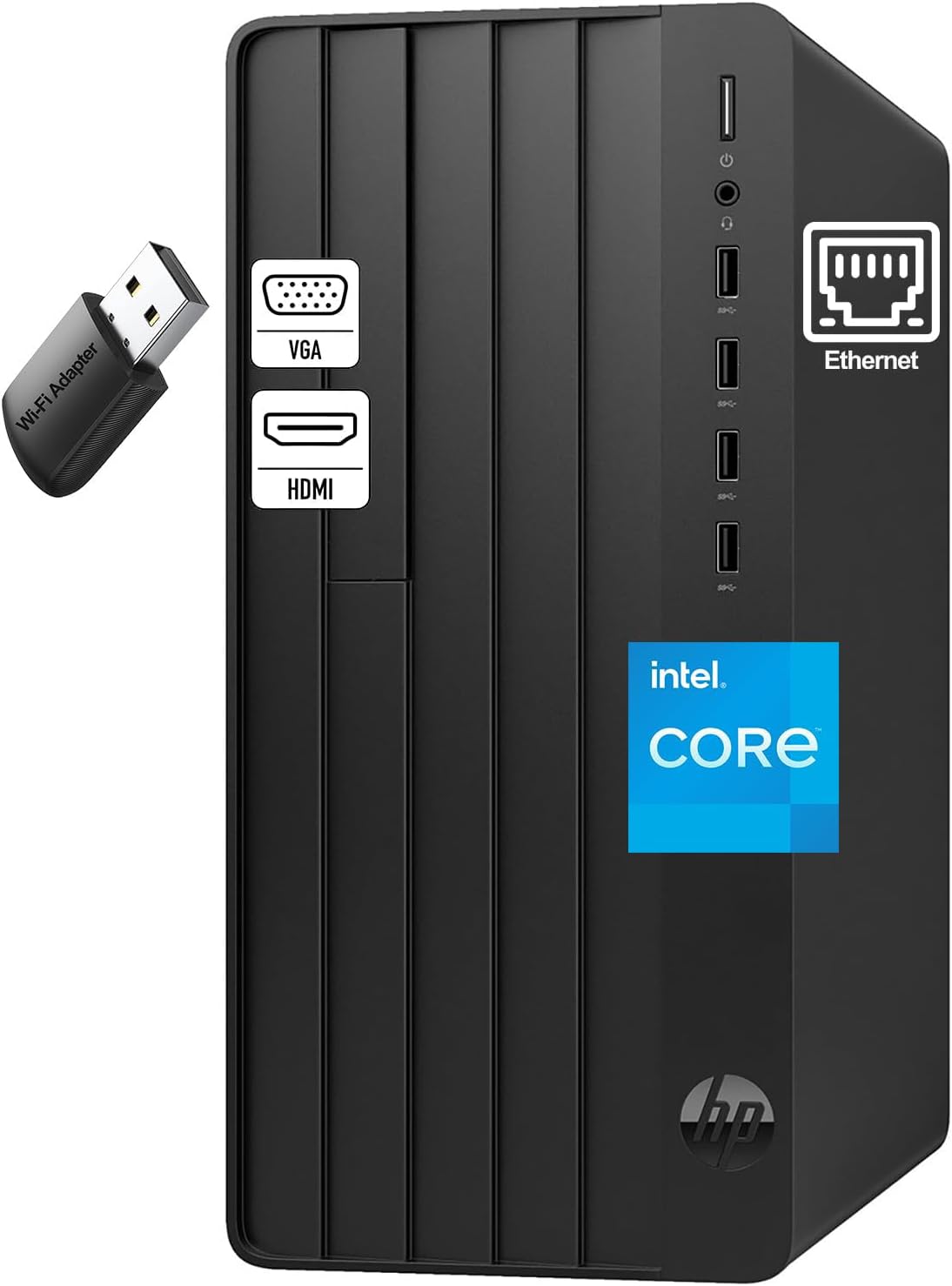 HP Desktop Computer 2026 Tower for Home Student & Business, 13th Gen Intel Quad-Core Processor, 16GB DDR4 RAM, 256GB PCIe SSD, WiFi Adapter, VGA, RJ-45, HDMI, Keyboard and Mouse, Windows 11 Home