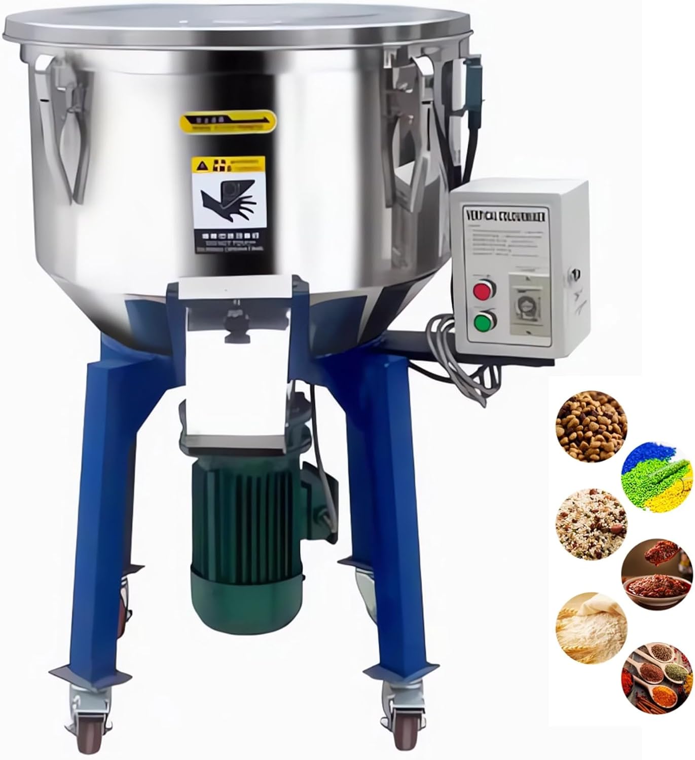Vertical Color Mixer Industrial Mixer Plastic Granules Blender 441lbs Dry & Wet Powder Mixer Vertical Color Particle Mixing Machine 220V 3PH 7.5KW