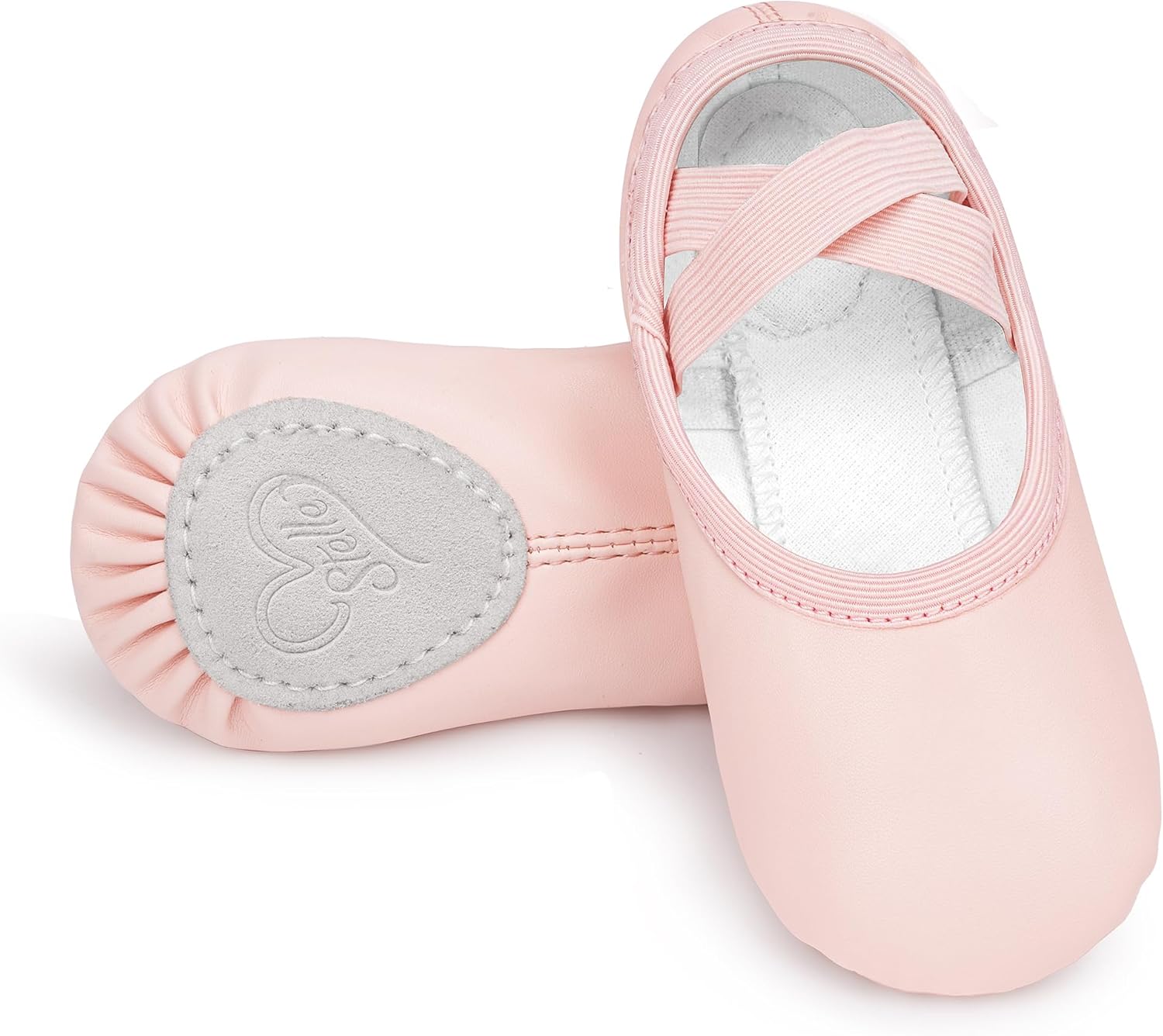 Stelle Toddler Ballet Shoes for Girls Boys PU Leather Lace-Free Dance Slippers for Little Kids/Big Kids