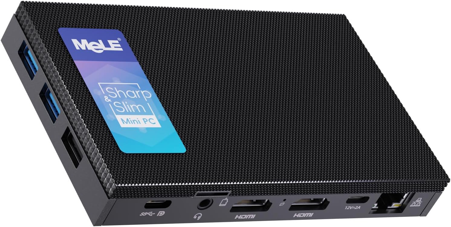 MeLE Quieter4C N150 Fanless Mini PC with Win-11-Pro,16GB RAM DDR4 512GB SSD Micro Desktop Computer,Dual HDMI,Support 4K Triple Display USB3.2x3,USB-C,WiFi BT5.1,Small Portable PC Industrial Business