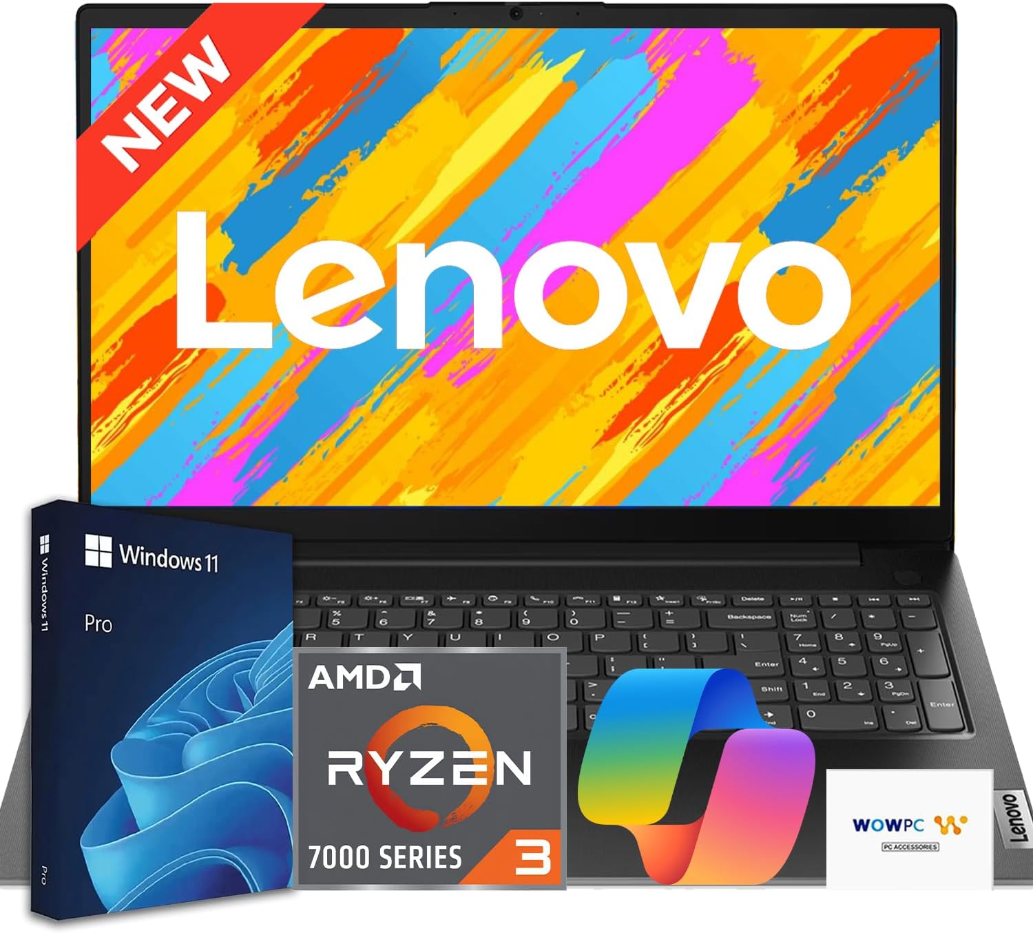 Lenovo V15 Business Laptop 2026 Edition, AMD Ryzen 3 7000-Series(Beat i7-1065G7), 15.6" FHD Display, 16GB DDR5 RAM, 1TB NVMe SSD, Wi-Fi 6, RJ-45, Dolby Audio, Windows 11 Pro, WOWPC USB, no Mouse