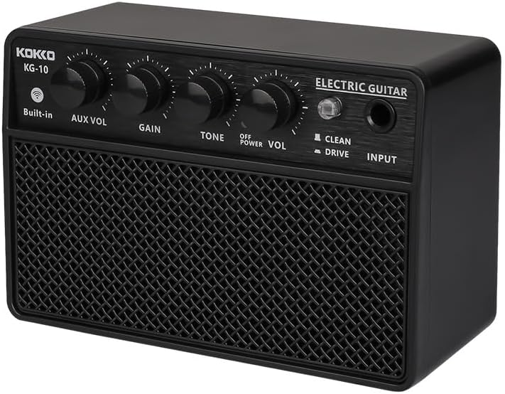 Guitar Amplifier Small Electric Guitar Amp 10W Mini Portable Guitar Practice Speaker for Daily Practice Street Performances Rechargeable Portable Audio Supports BT/Headphone Connection