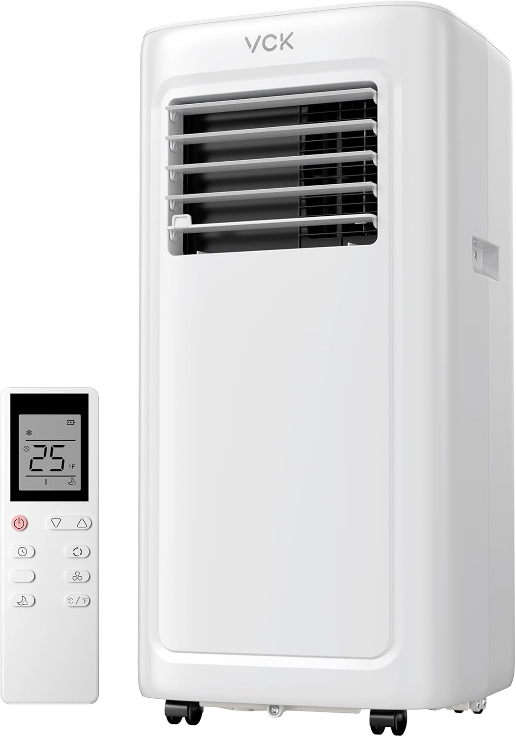 VCK 42dB Ultra-Quiet 8000 BTU Portable AC Unit - 3-in-1 Air Conditioner with Dehumidifier Mode & Turbo Fan, Cools 350 Sq.Ft Spaces, Smart LED Display, Sleep Function, Includes Window Mount Kit White