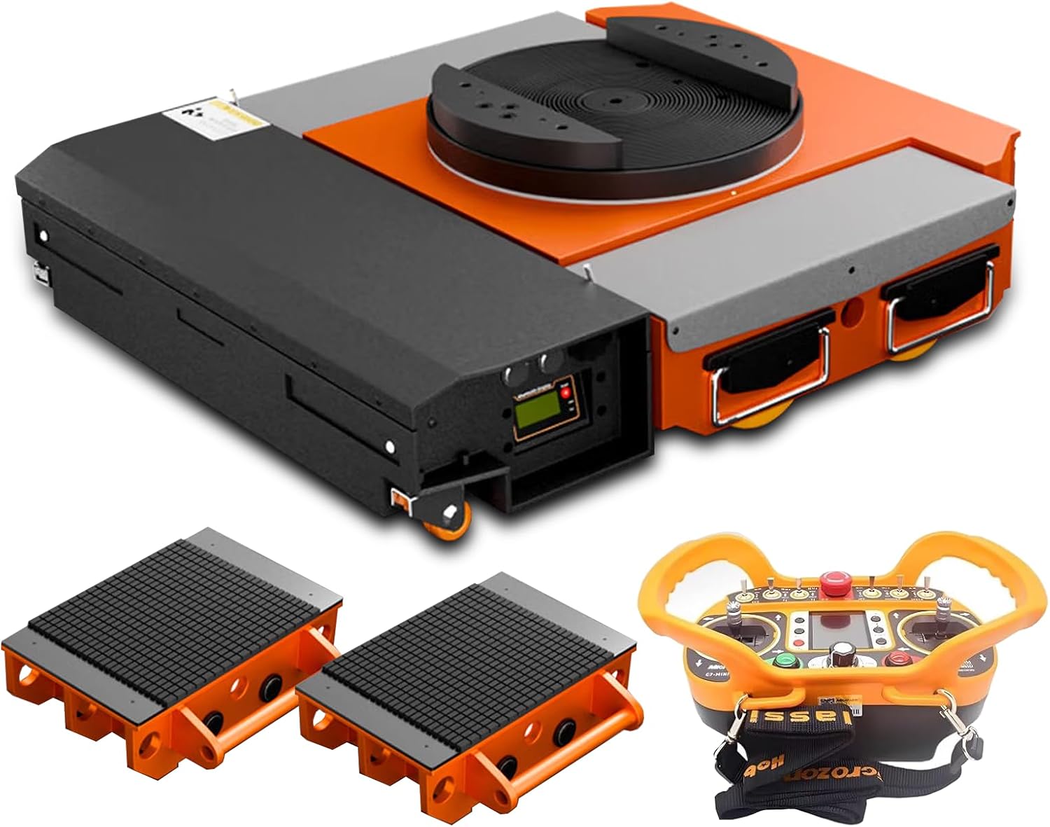 Electric Machinery Skate Dolly, Large Machinery Equipment Transporter, Remote Control Industrial Heavy Duty Machine Moving Skate for Warehouse & Factory (GD-50T/with Auxiliary Wheels)