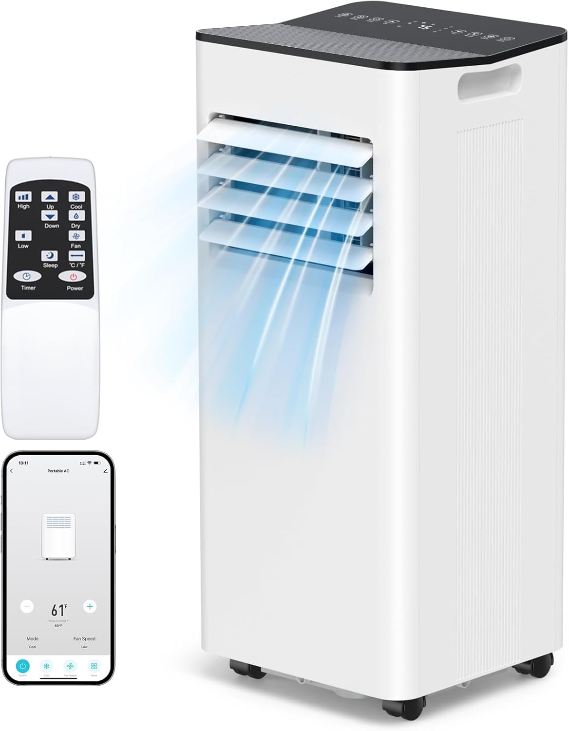 16000 BTU Portable Air Conditioner for Large Rooms & Bedrooms up to 750 Sq.Ft, Ultra Quiet 40dB Smart WiFi AC, 5-in-1 Cooling with Dehumidifier, Fan, Sleep Mode & Timer