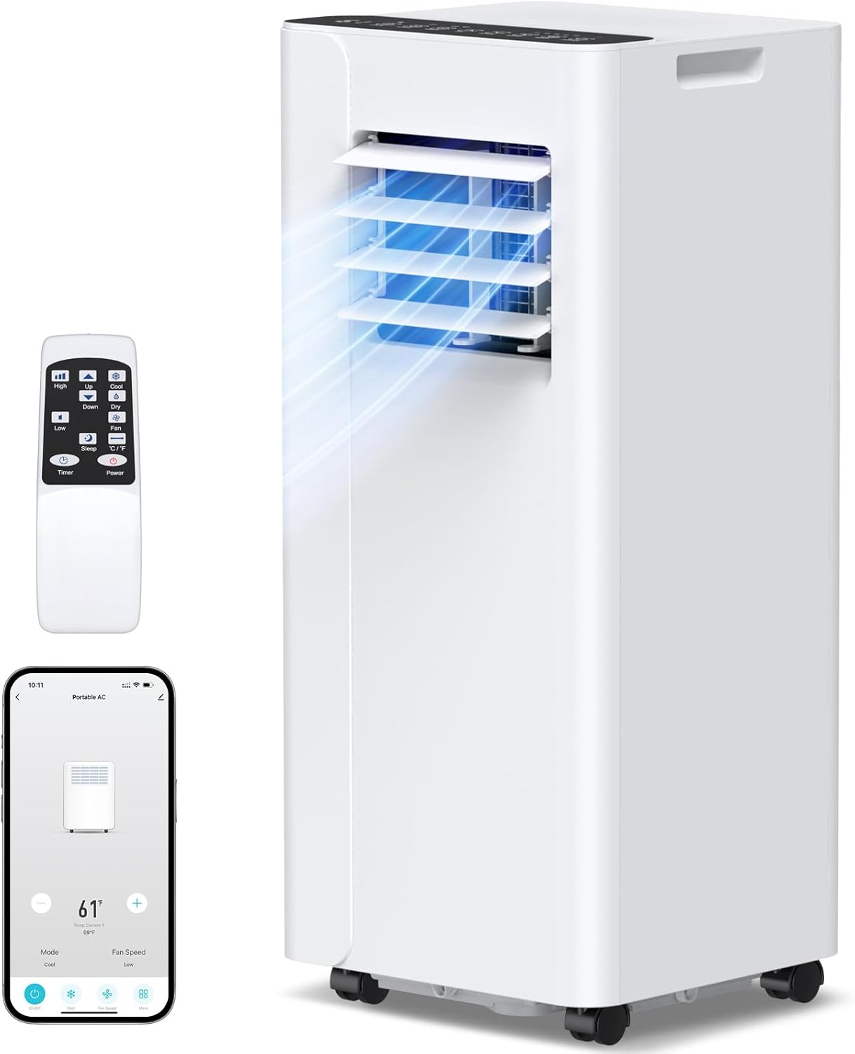 16000 BTU Portable Air Conditioner, Smart WiFi APP & Remote Control, 5-in-1 AC Unit Cools up to 750 Sq.Ft, 40dB Ultra Quiet Dehumidifier/Fan/Sleep Mode, Easy Installation for Bedroom & Office