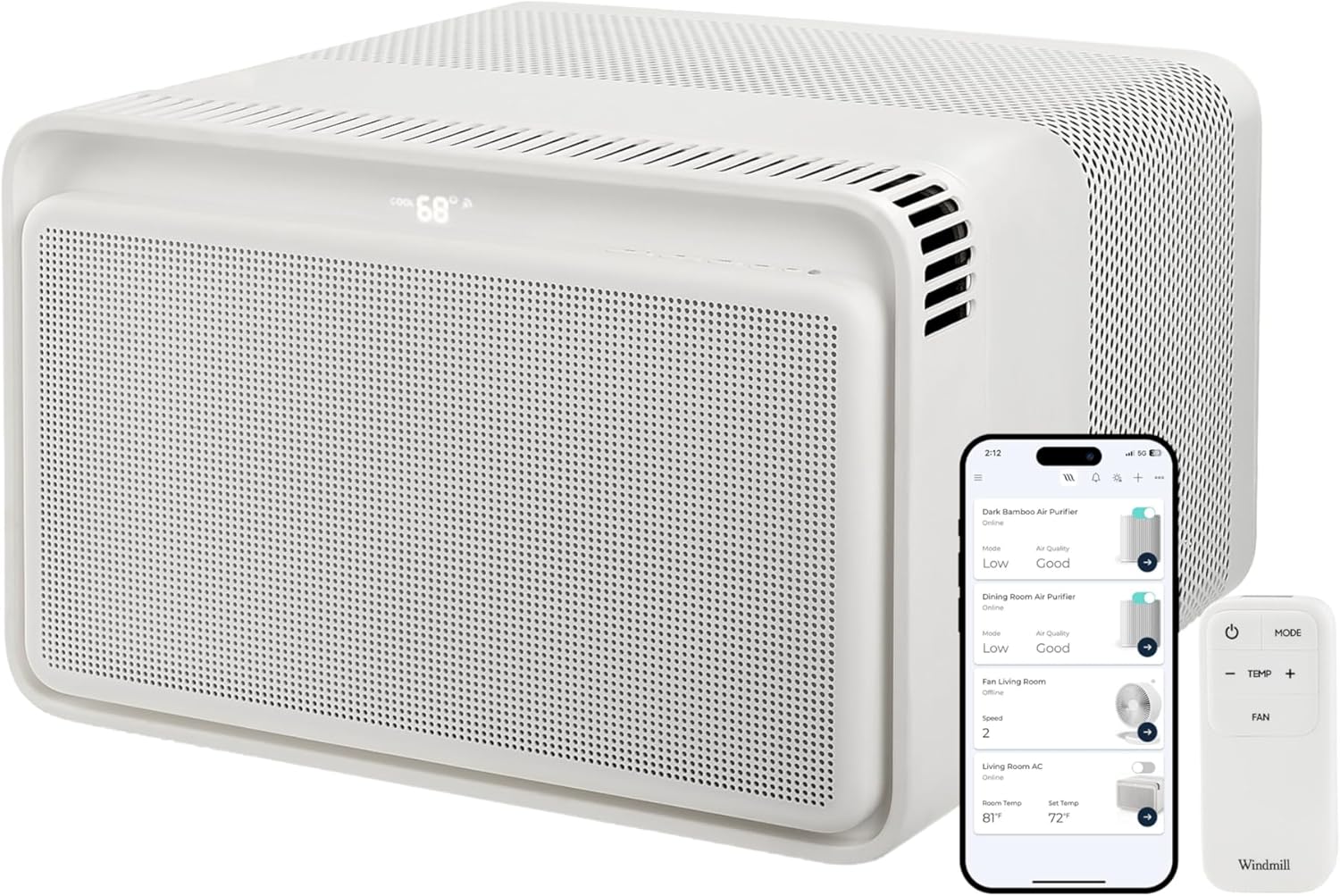 Windmill Window Air Conditioner - Quiet & Smart, Easy Install, Voice-Enabled, Remote & App Control AC Unit - 6,000 BTU