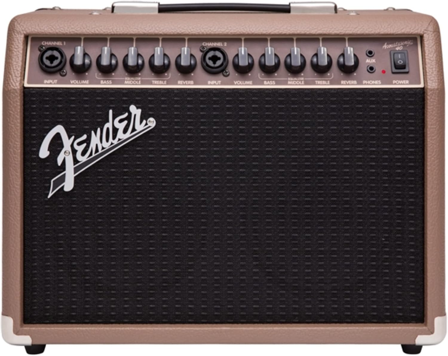 Fender Acoustasonic 40 Acoustic Guitar Amplifier, 40-Watt Portable Combo Amp with Dual 6.5" Speakers, Built-In Reverb, XLR/1/4" Inputs, Brown/Wheat, with 2-Year Warranty