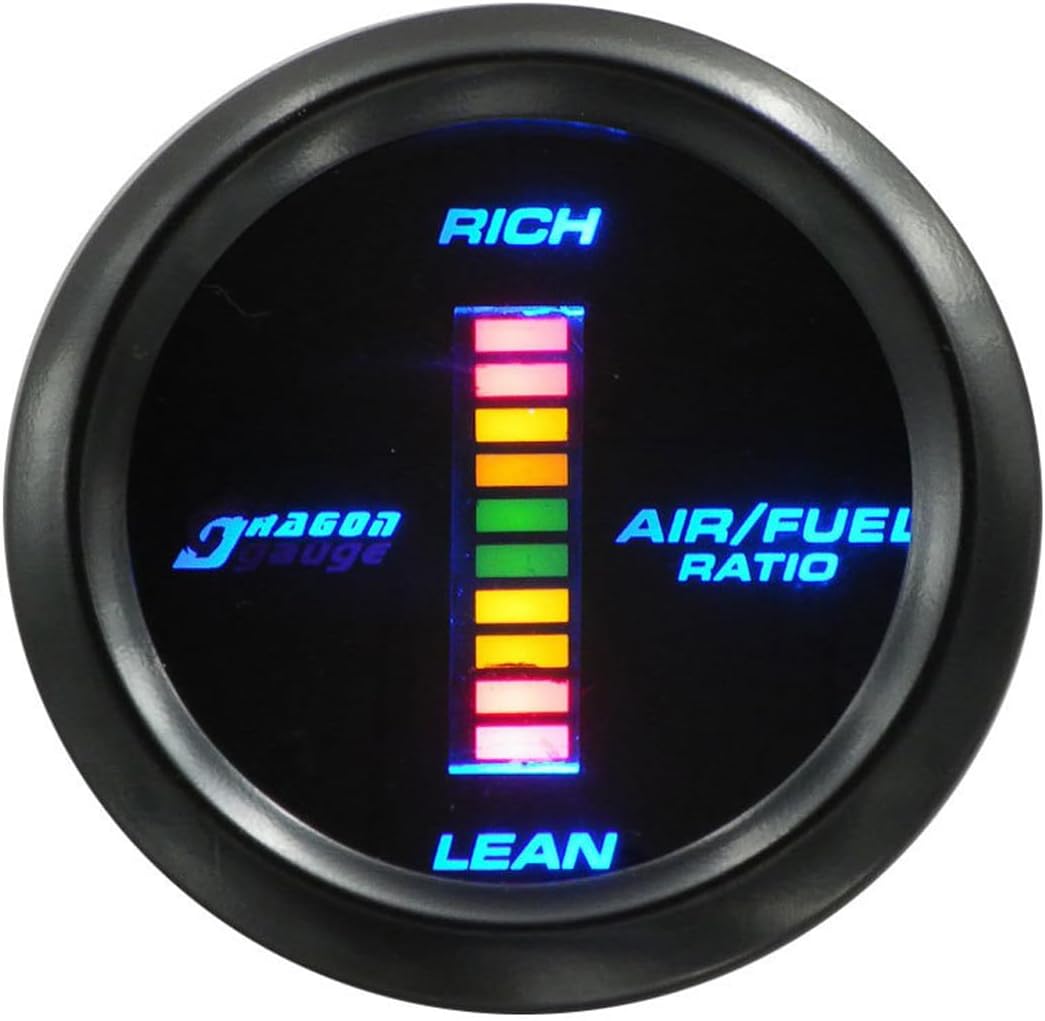 AUCELI Car Digital Air Fuel Ratio Gauge, Universal Meter Kit, 2" 52mm & Blue LED Light Display