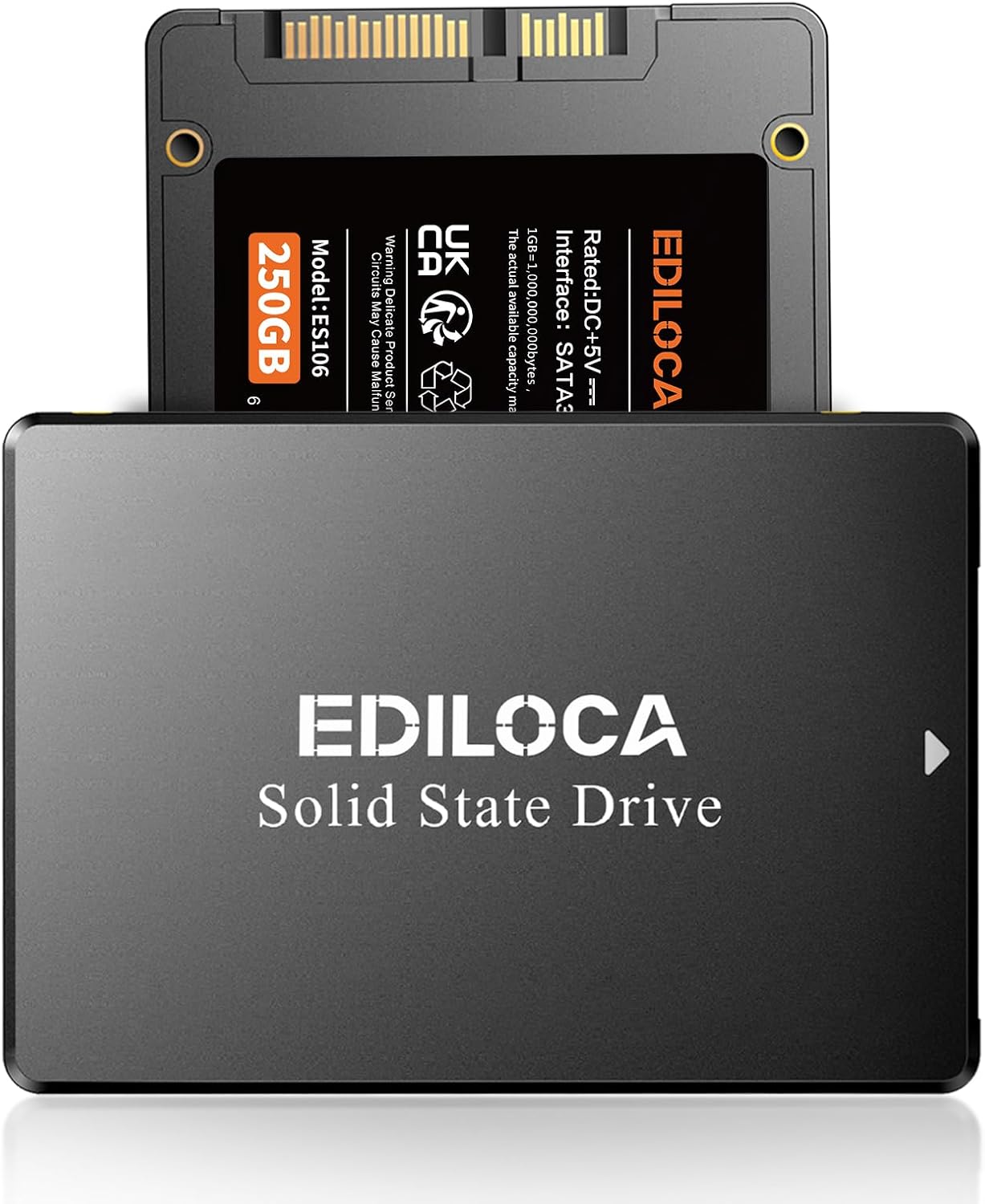 Ediloca 250GB SSD Internal Solid State Drive 2.5 SATA III 6Gb/s, 520MB/s Read Speed 3D TLC NAND, 250GB SATA SSD PC/Laptop Upgrade, Shock-Resistant & Drop-Proof(ES106)
