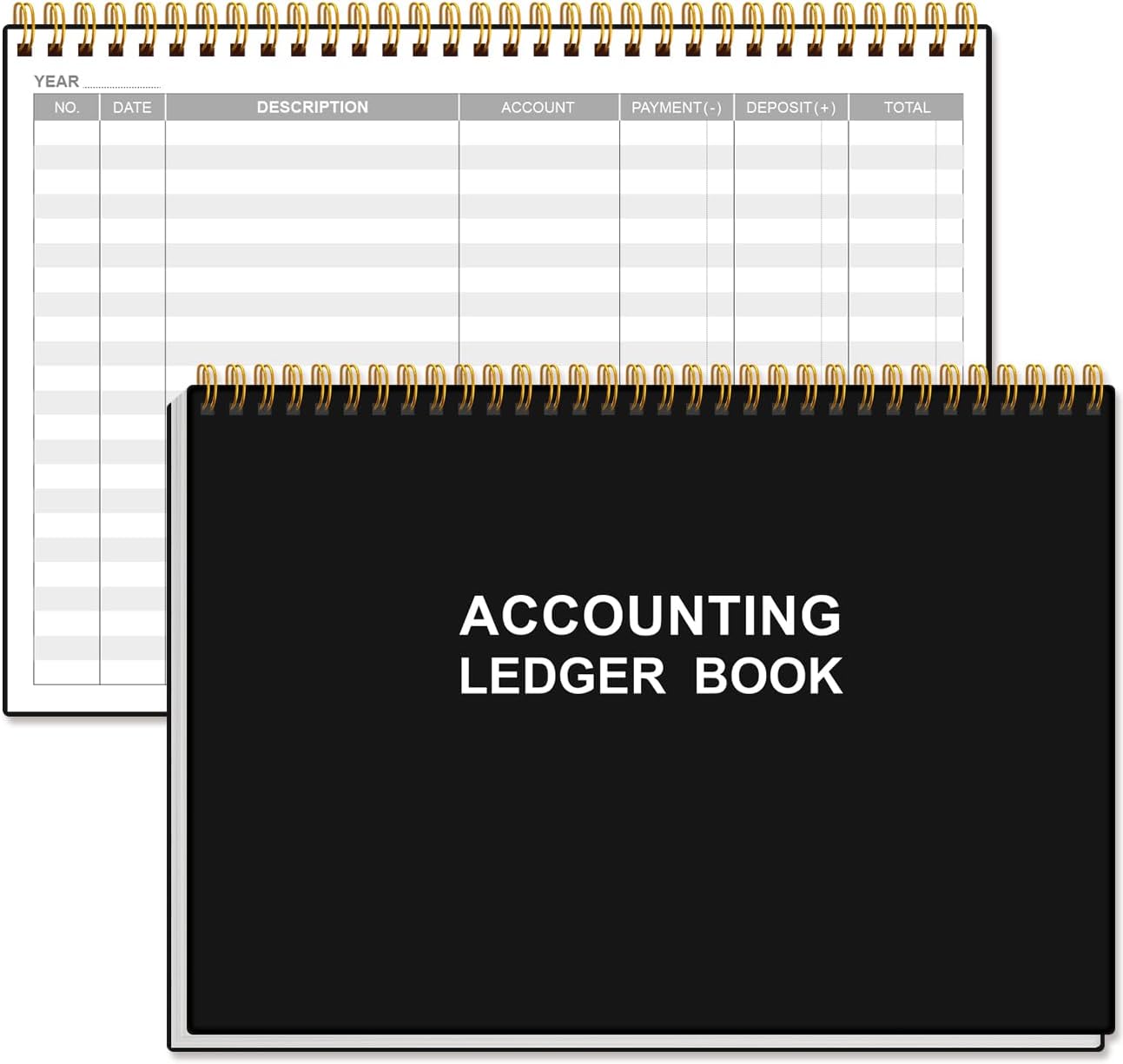 Accounting Ledger Book - A5 Ledger Book for Bookkeeping, Small Businesses & Personal Use, Expense Tracker Notebook for Tracking Money, Expenses, Deposits & Balance, 8.5" x 5.8", Black