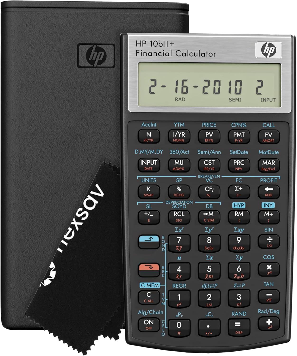 HP 10bII+ Financial Calculator – 100+ Functions for Business, Finance, Accounting, Statistics & Algebra – College & High School Calculator, Exam Approved for SAT, AP, PSAT – Includes Case & Cloth