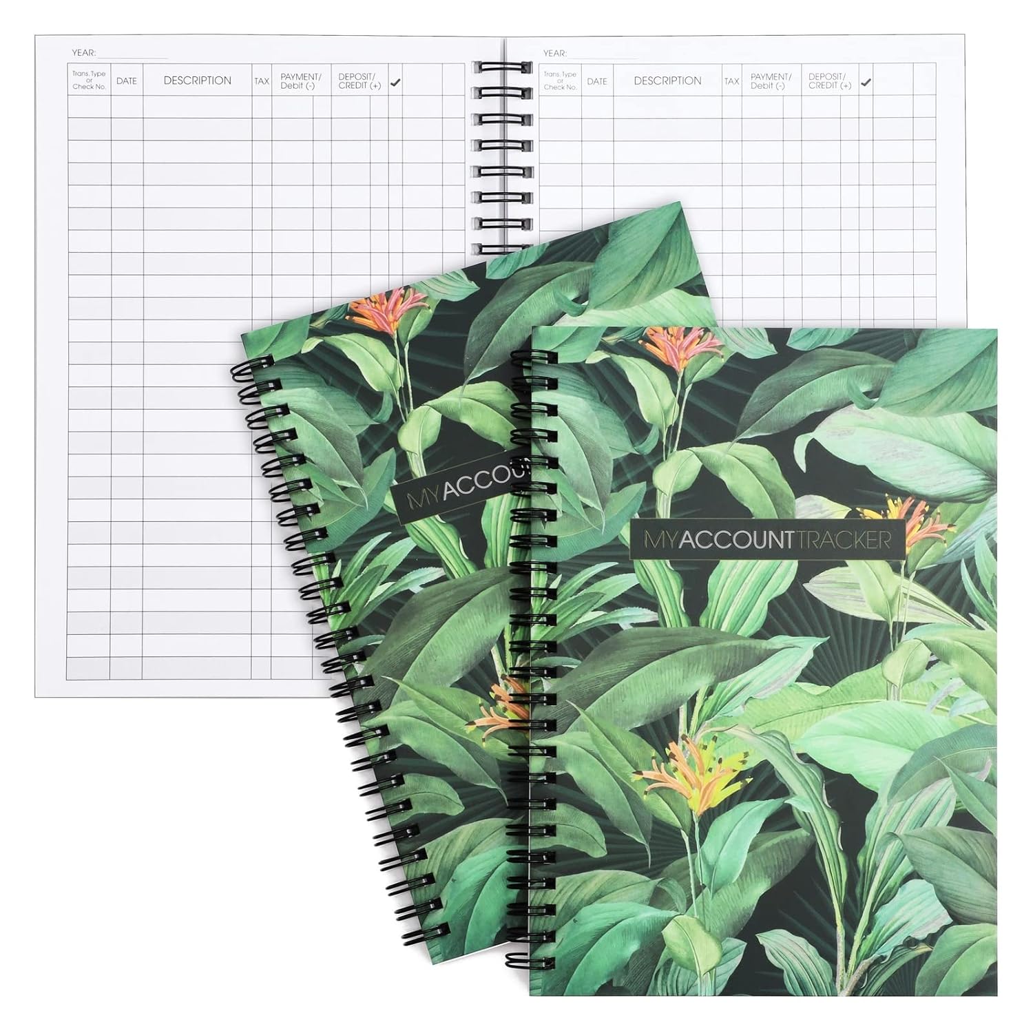 Paper Junkie Ledger Book - 8.5 x 6.25 In, Multicolor, Pack of 2, 100-Page - Bookkeeping Record & Check Register for Income & Expense Log - Budget & Cash Book for Small Business & Personal Checks
