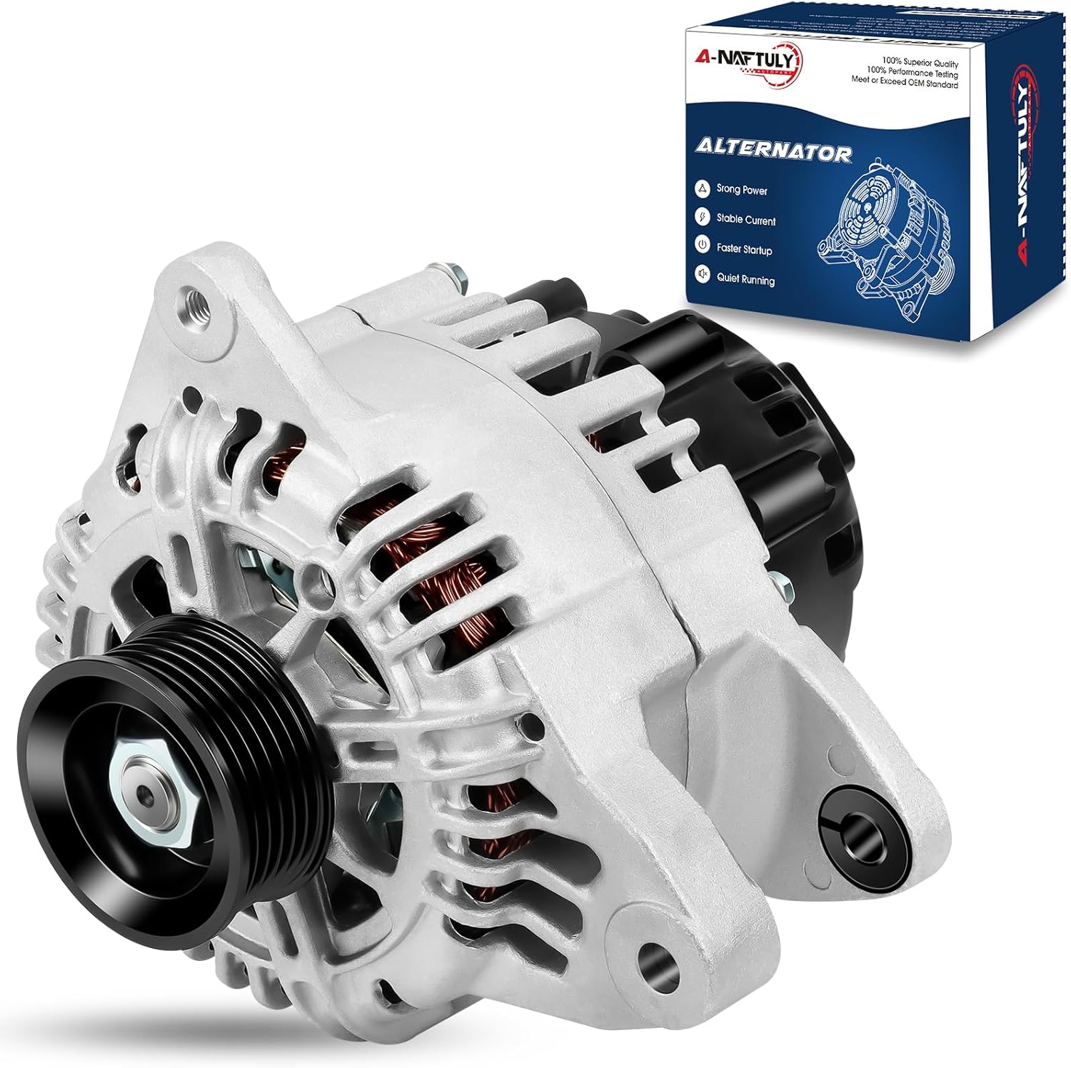 Alternator Fits for 2005 2006 Kia Magentis, Sportage, Optima, Hyundai Tucson, Tiburon, Sonata, Santa Fe, V6, 2.7L, High Output Alternator Replacement 11188, AVA0066