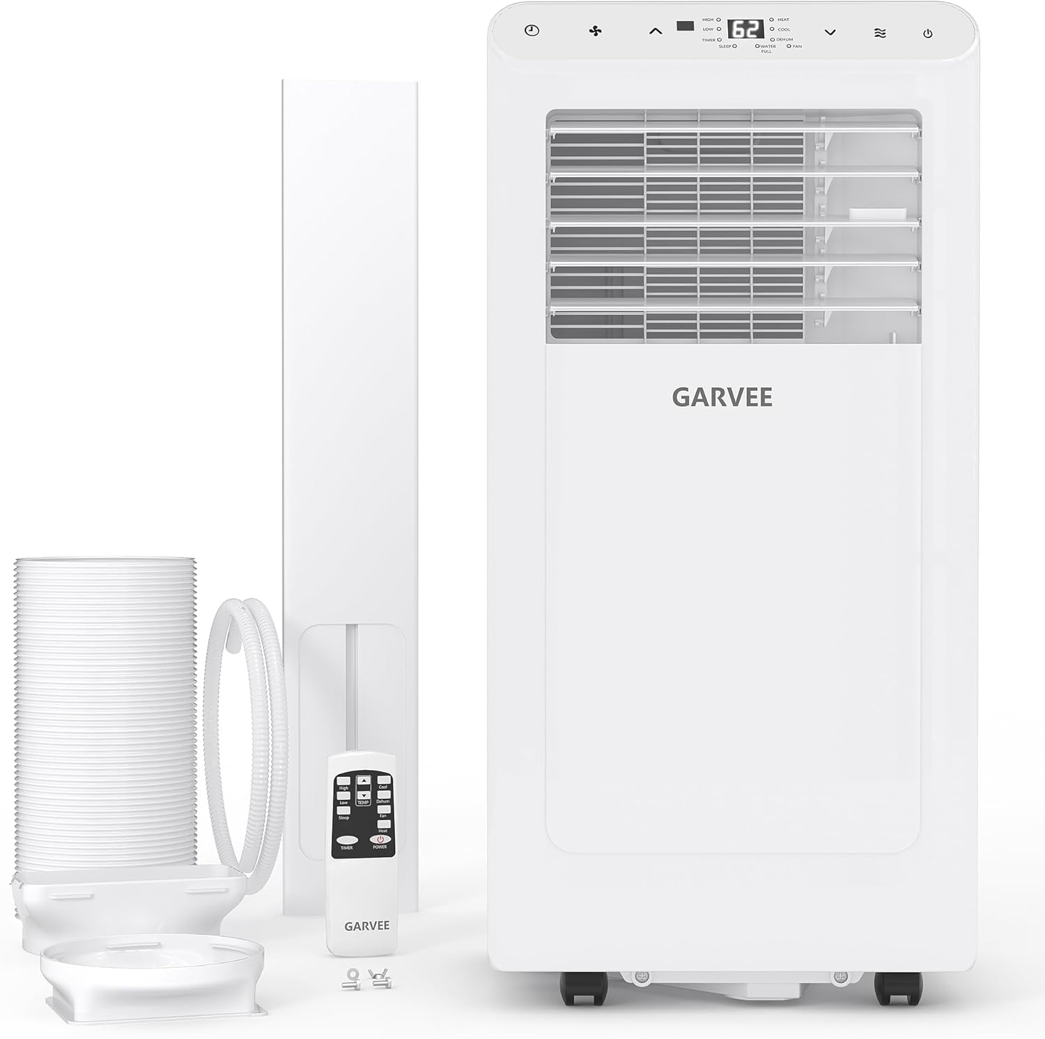 Garvee 8000 BTU Portable Air Conditioner,Up to 350 Sq.Ft. Remote Control 48dB Portable AC Unit, Dehumidifier, Fan, Sleep, 24H Timer&Installation Kit, DOE Certified, Ceer 6.2,White+White Panel