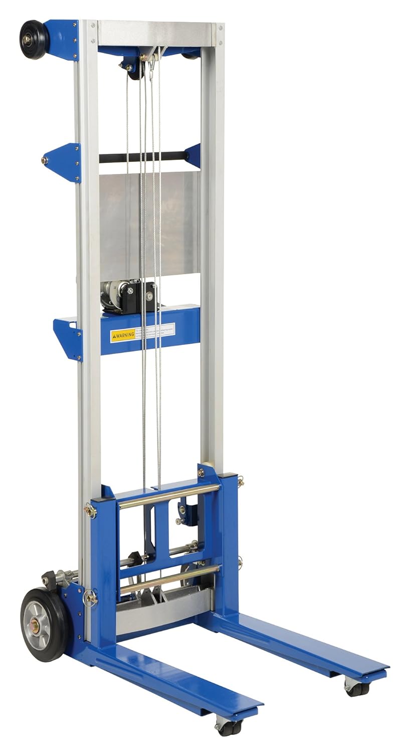 Vestil A-LIFT-R Aluminum/Steel Fixed Straddle Manual Hand Winch Lift Trucks 500 Lb. Capacity Silver/Blue