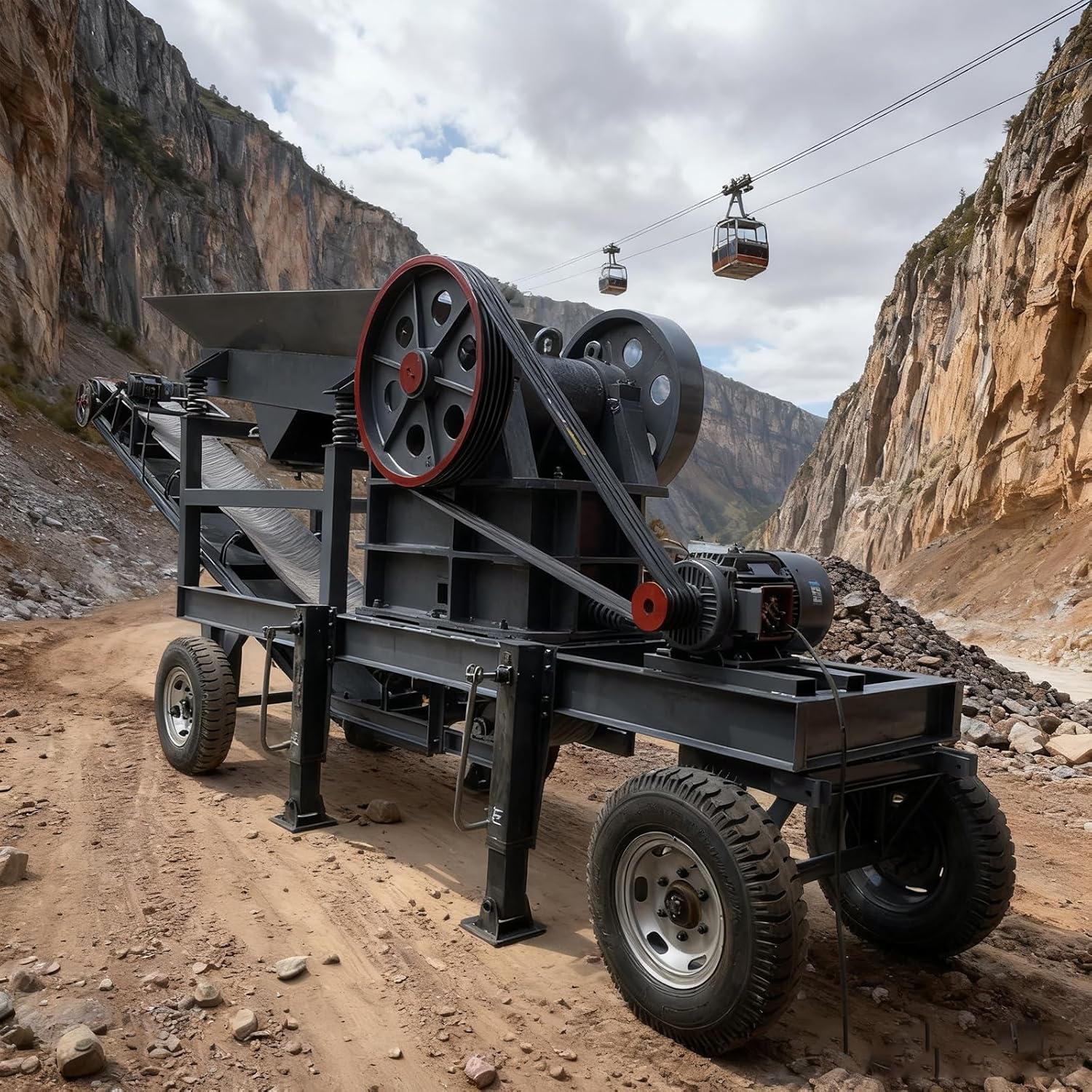 Portable Rock Crusher Heavy Duty | Industrial Jaw Crushing Equipment for Mining & Quarry | High Power Mobile Crusher Machine for Granite & Hard Rock