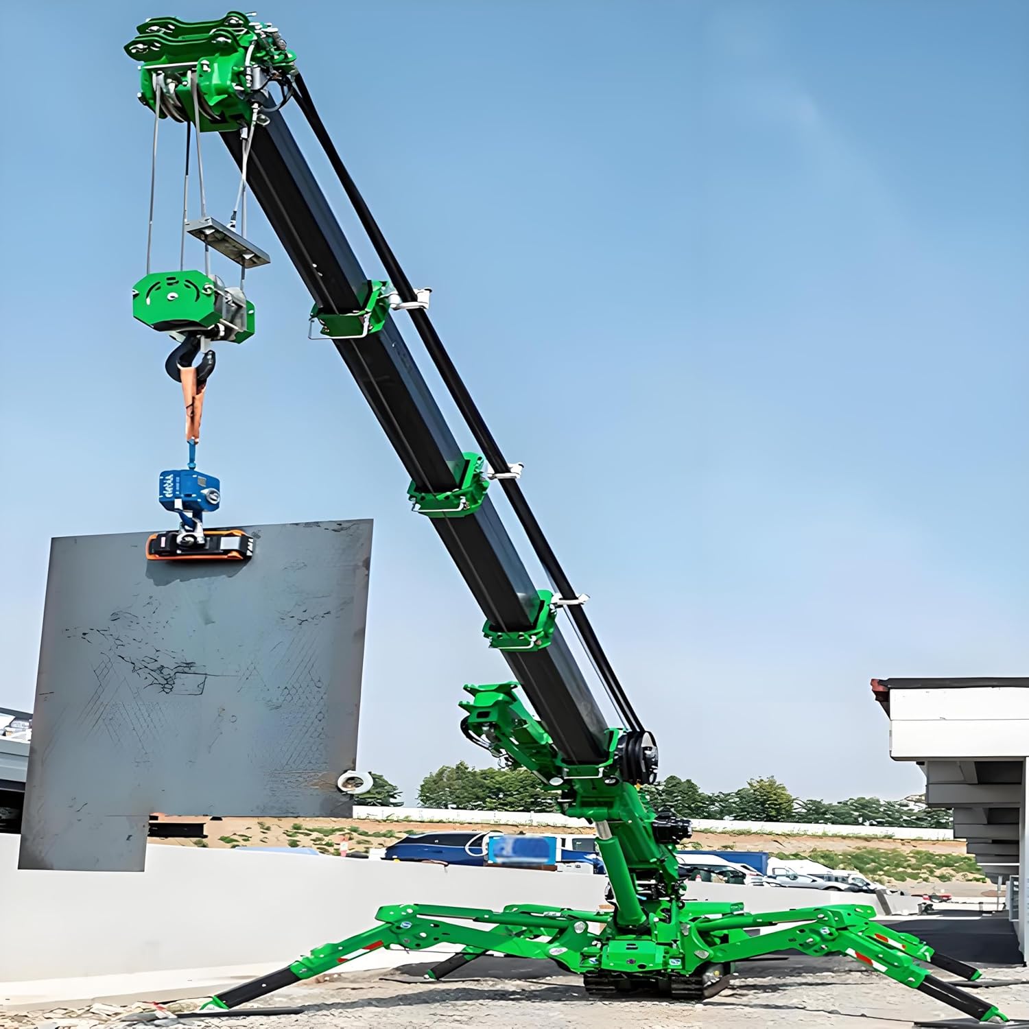 Narrow Access Mini Crawler Crane, 1-12 Ton Compact Tracked Lifting Equipment, Mobile Telescopic Boom Hoist for Glass Install, Customizable Tonnage/Color/Model, Remote Control Industrial Crane