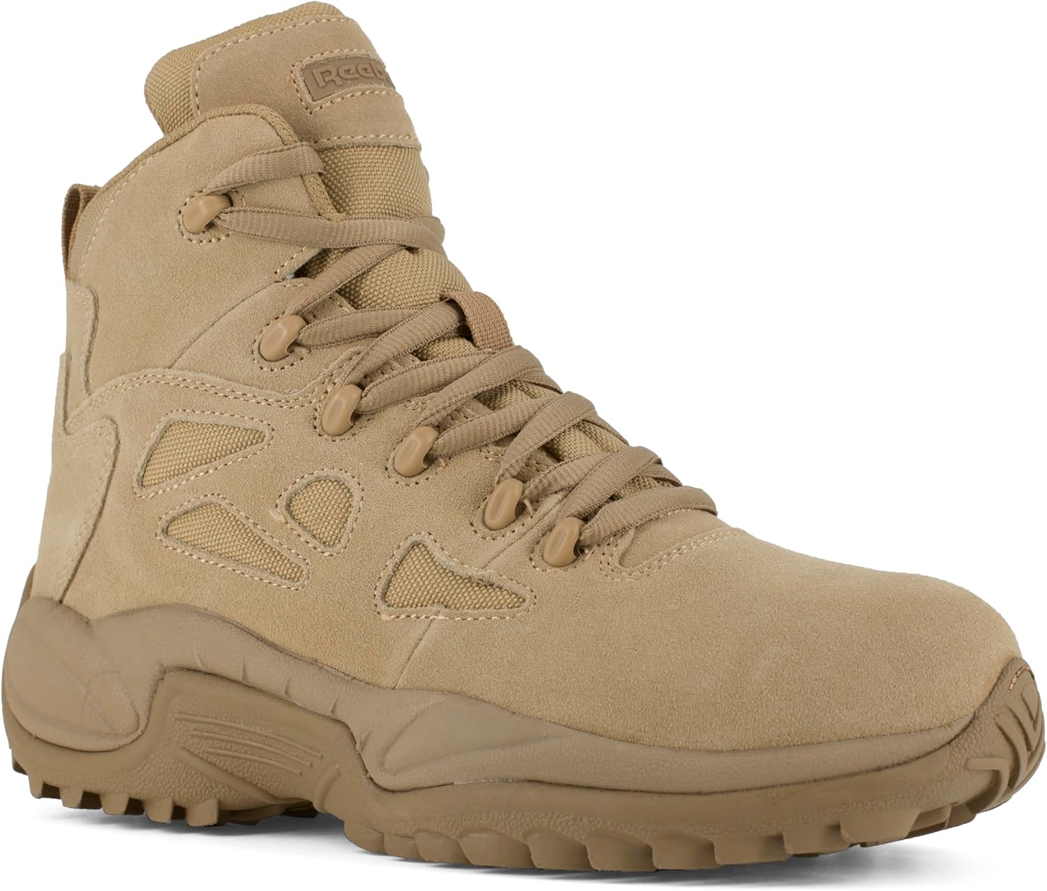 Reebok Men's Rb8694 Rapid Response Rb Composite Toe 6" Tactical Stealth Boot Sidezipper Desert Tan Military & Tactical Boots