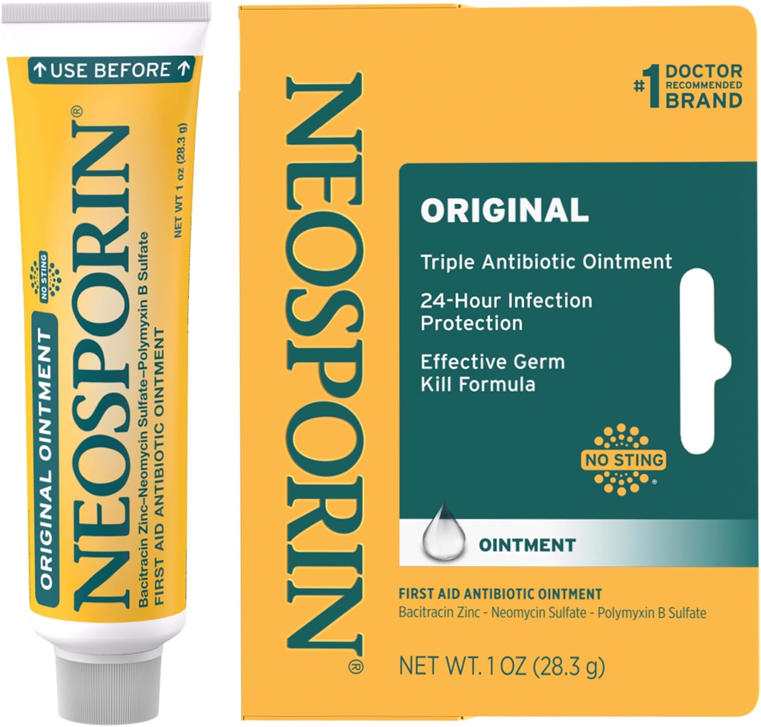 Neosporin Original First Aid Antibiotic Ointment for Wounds, Infection Protection Treatment, Germ-Killing Formula, Helps Minimize Appearance Of Scars for Minor Cuts, Scrapes, Burns, 1 Oz