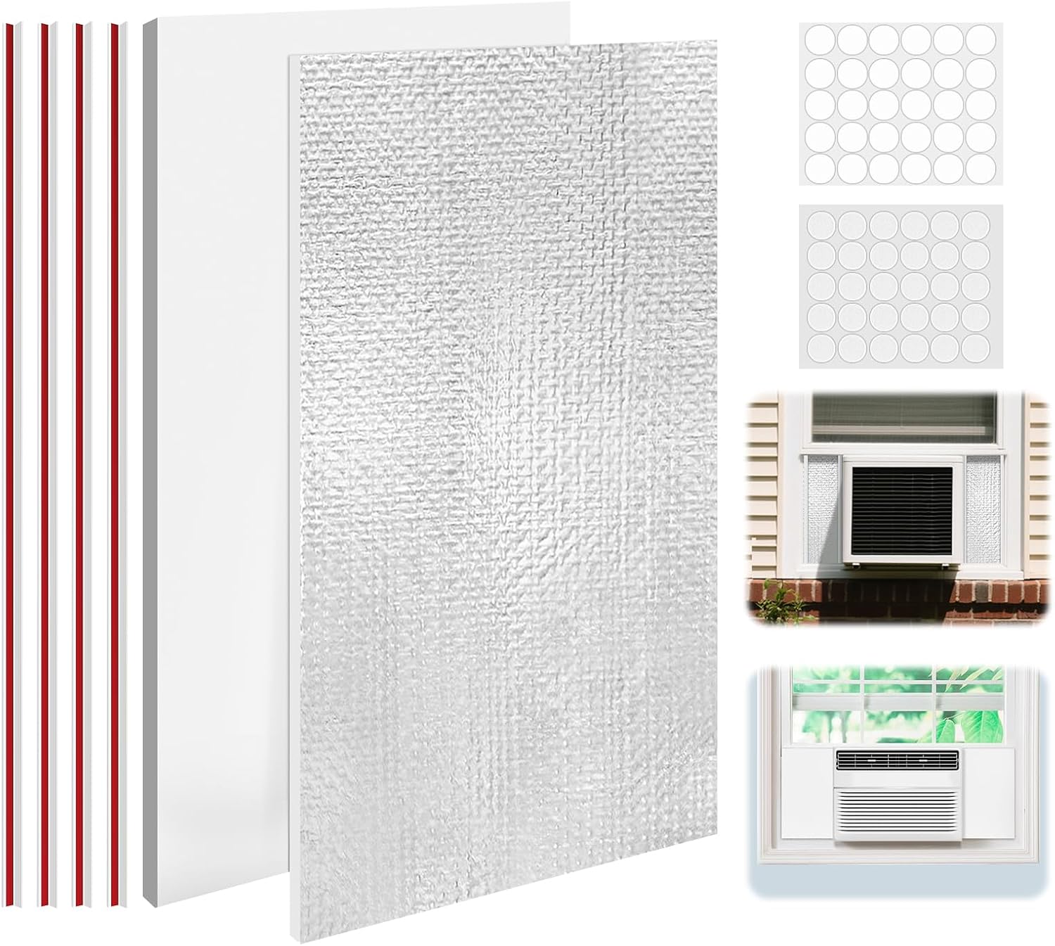 Window Air Conditioner Insulated Foam Panels, Air Conditioner Window Seal Kit,Winter Summer, Foam Block Prevent Cold/hot Air Leakage.