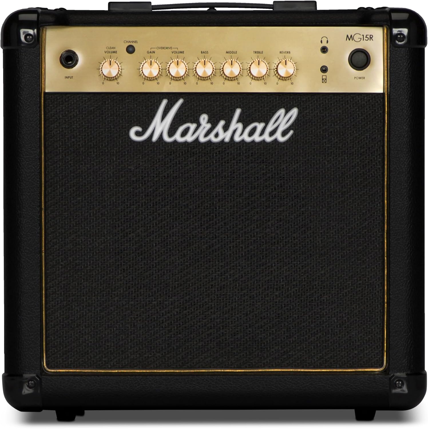 Marshall MG15GR Combo Guitar Amp - Clean and Gain Channels | Reverb and 3-Band EQ | 3.5 mm Headphones Out | 15W Output - Black