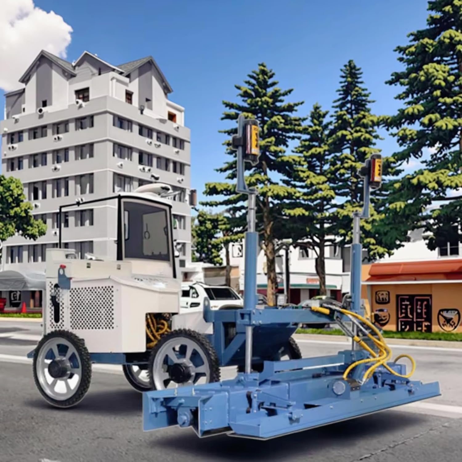 Automated Dual-Grade Concrete Paving Machine, Heavy Equipment Boom-Style Surface Grader with Microcomputer Sensor Control, Vibratory Finishing Leveler for Industrial Projects
